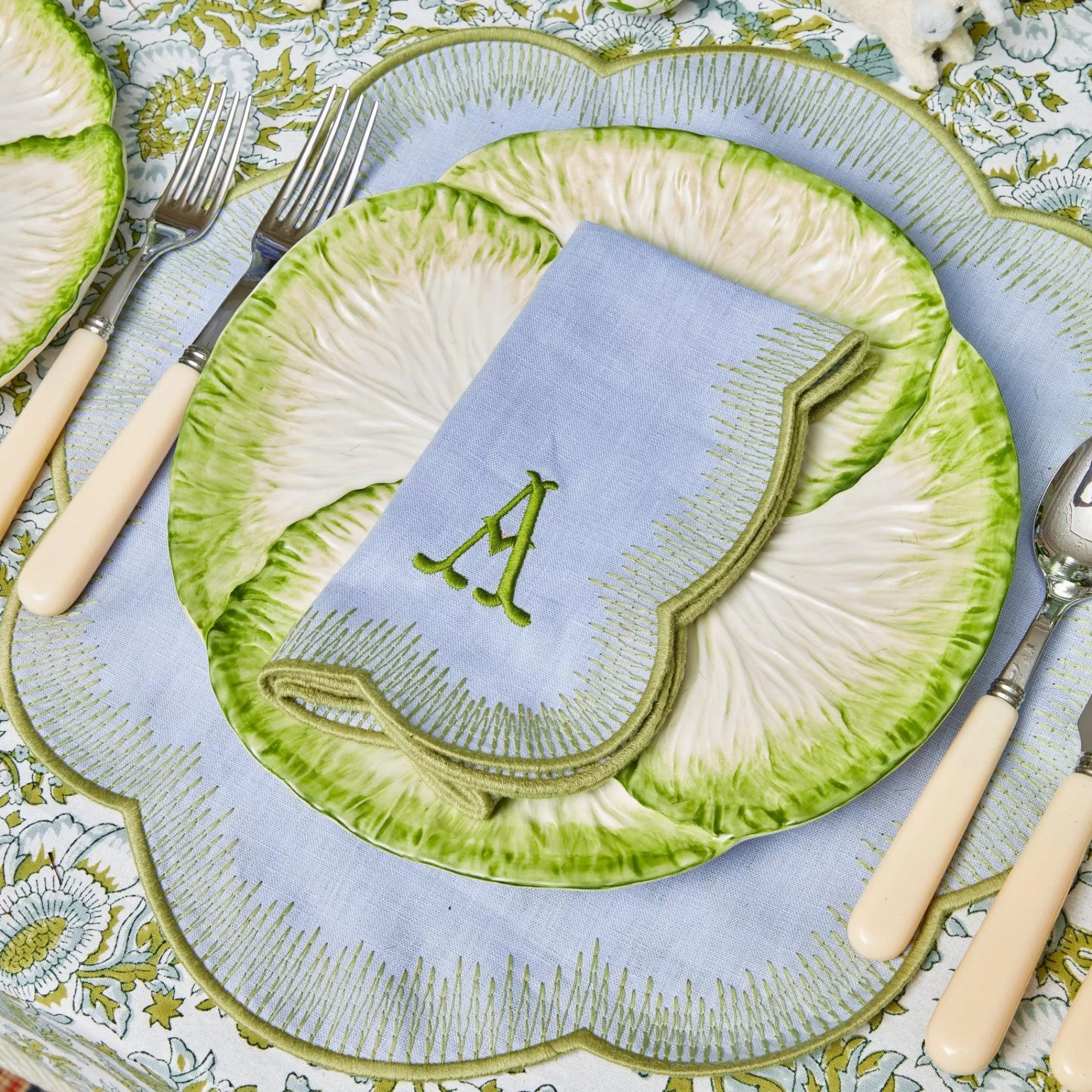 Sale Alathea Blue & Green Linen Napkins (Set Of 4) Napkins