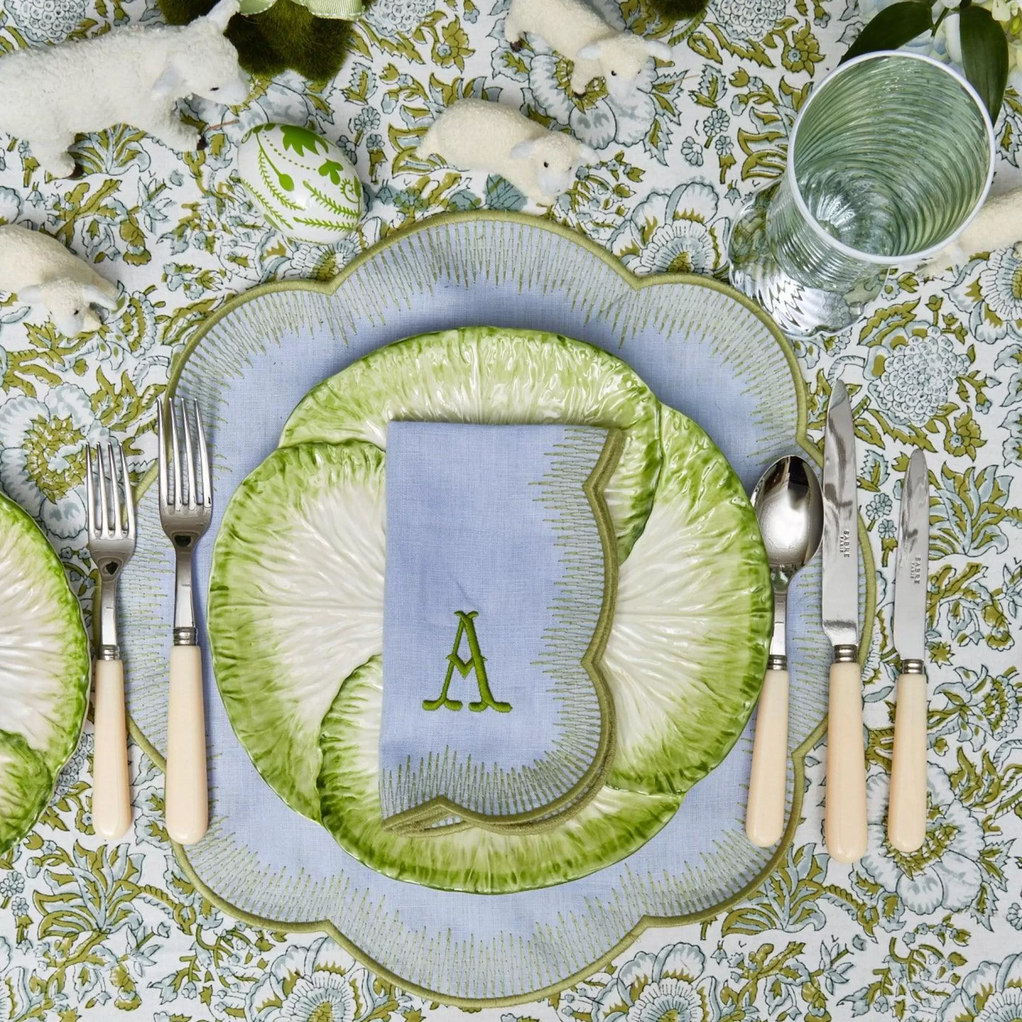 Clearance Alathea Blue & Green Linen Placemats (Set Of 4) Placemats