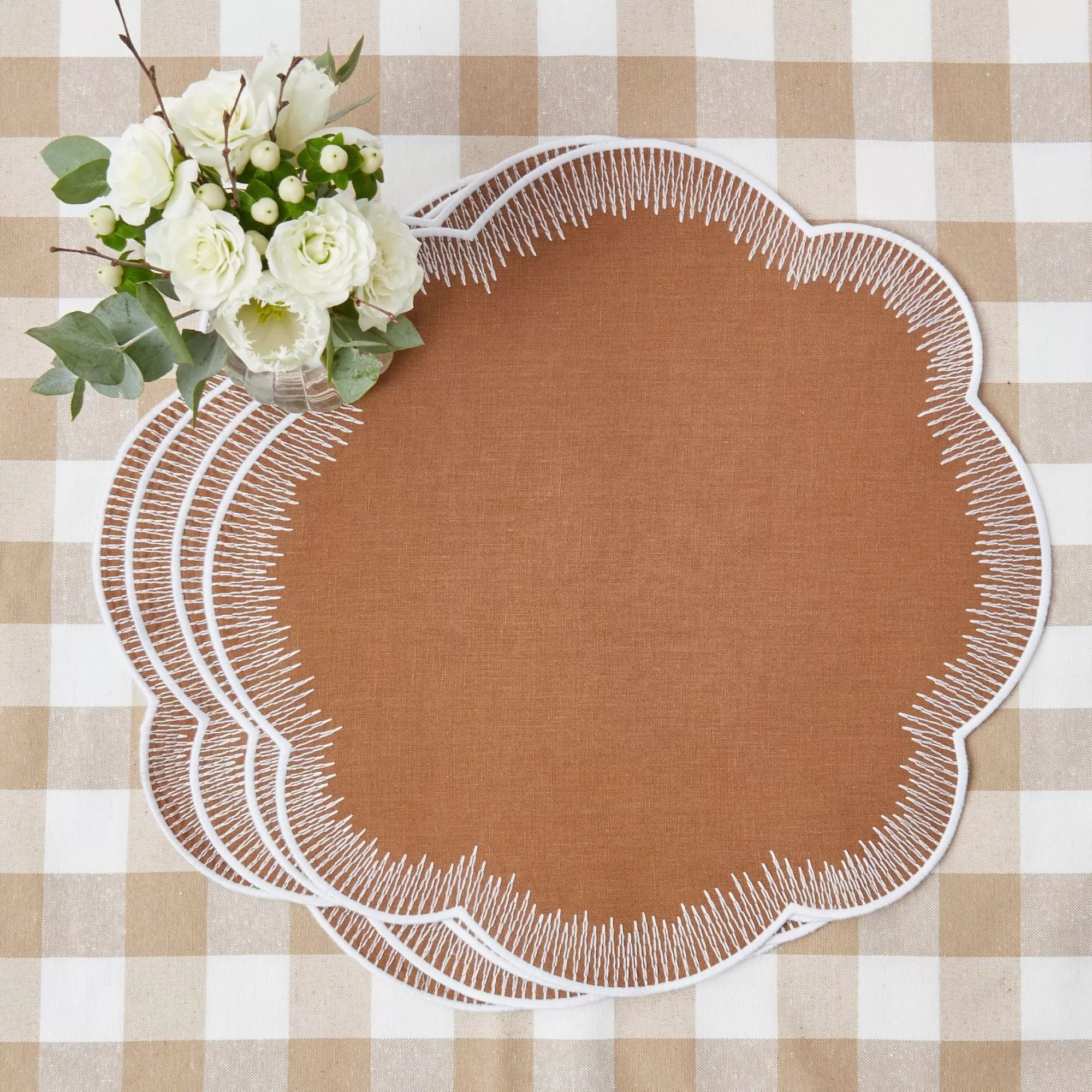 Store Alathea Caramel Linen Placemats (Set Of 4) Placemats