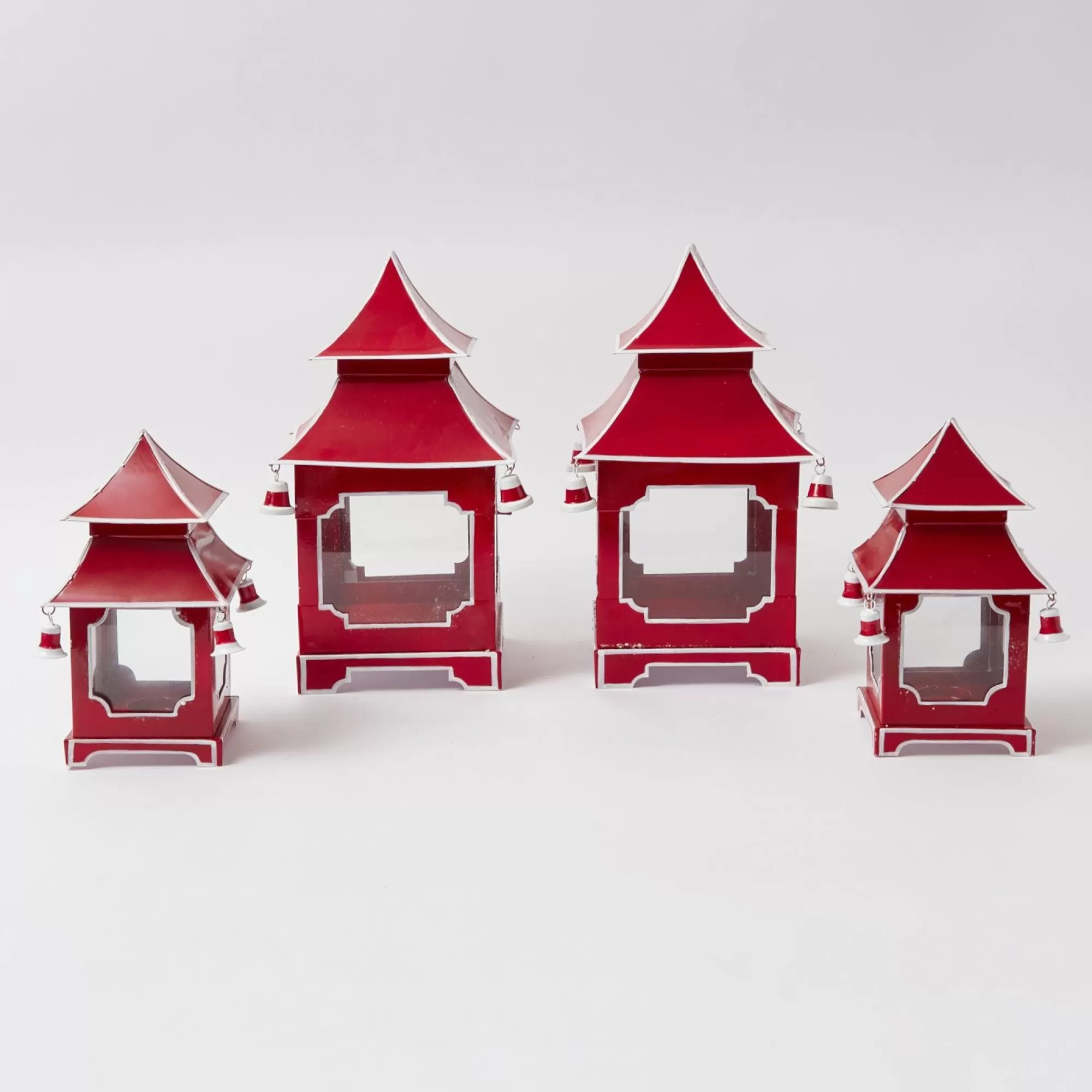 Cheap Berry Red Pagoda Lantern Candle Holders