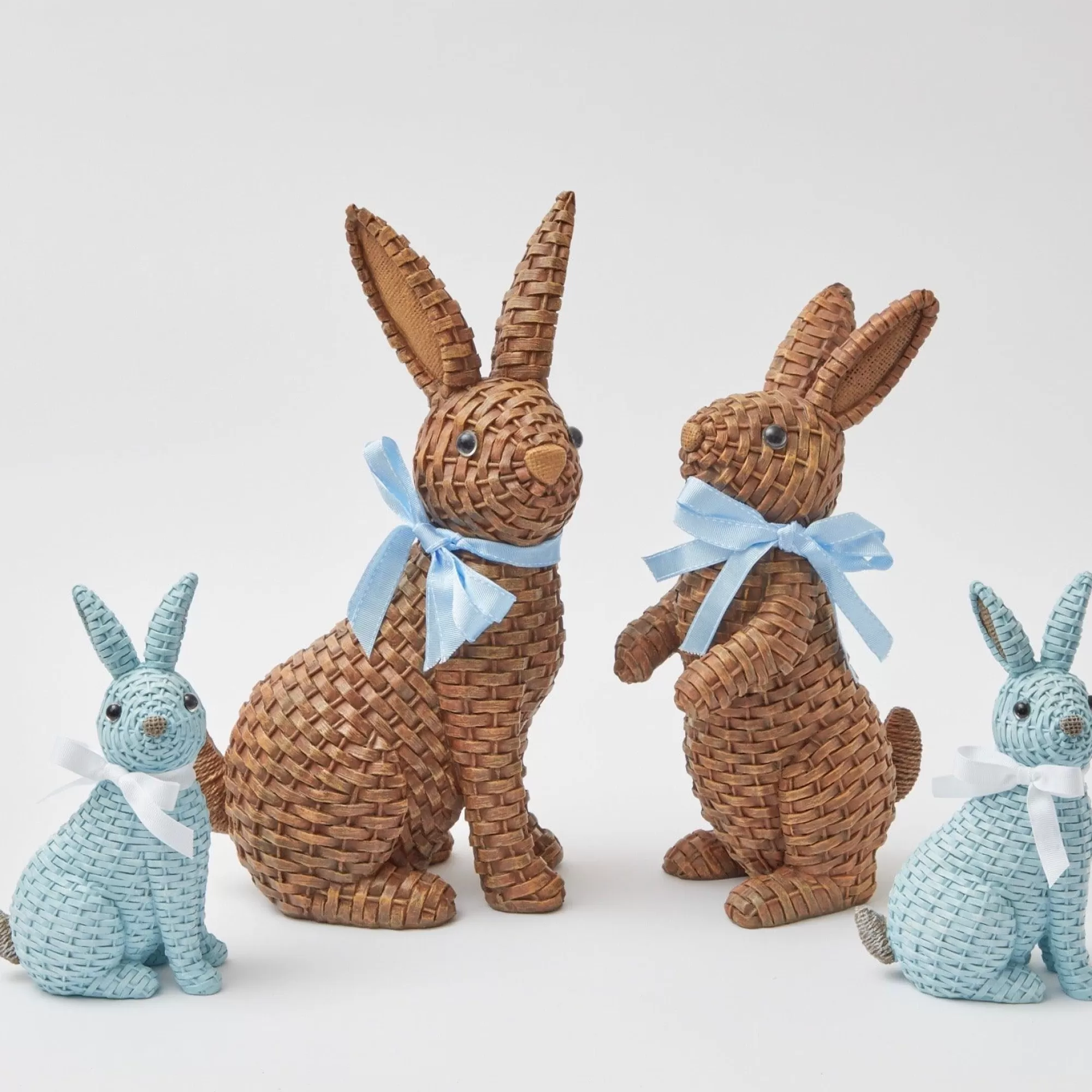 Cheap Blue & Brown Rattan Rabbit Family Rattan Tableware