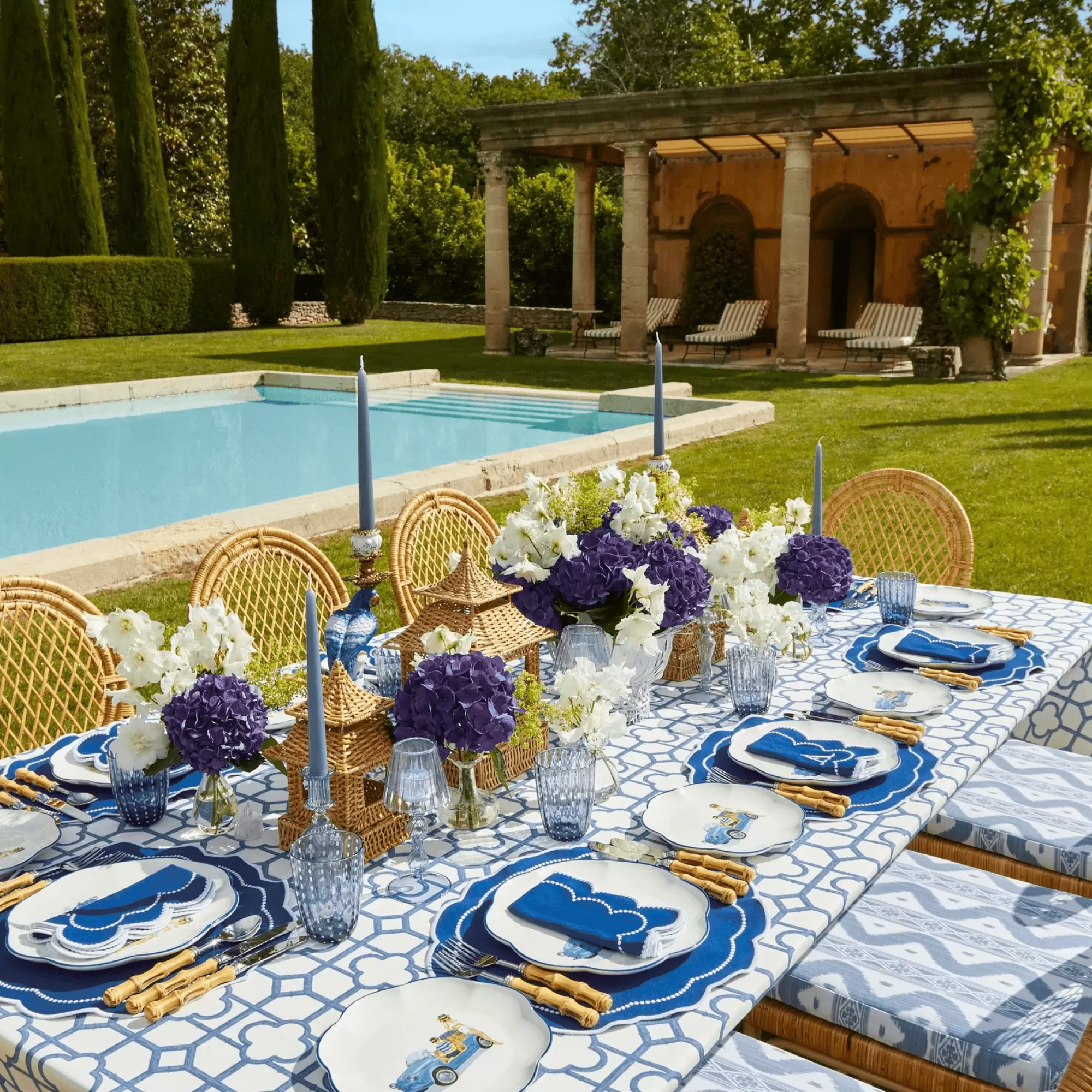 Clearance Blue Bamboo Tablecloth Tablecloths