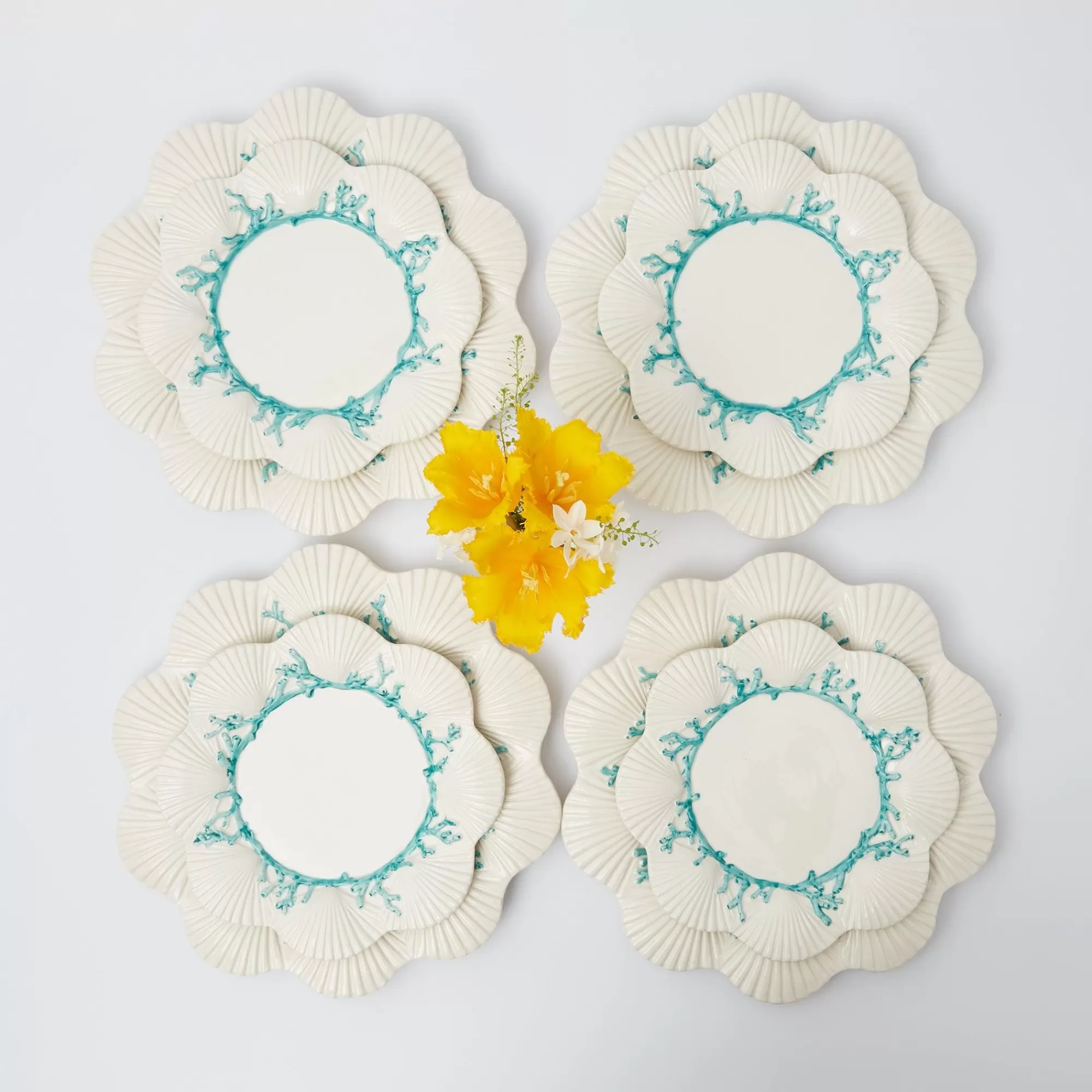 Cheap Blue Coral Dinner & Starter Plates (Set Of 8) Dinner Plates