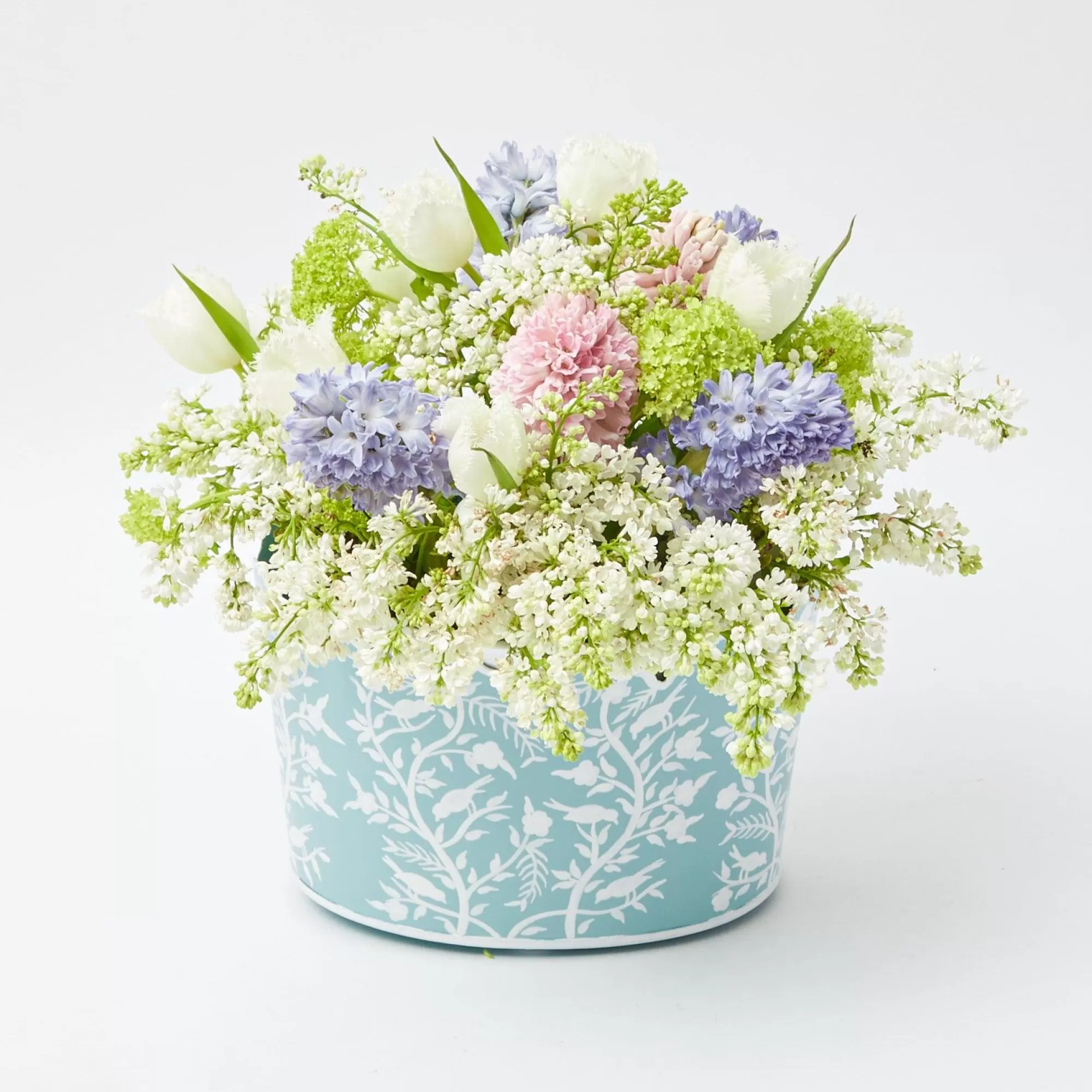 Best Sale Blue Floral Tole Scalloped Planter Vases