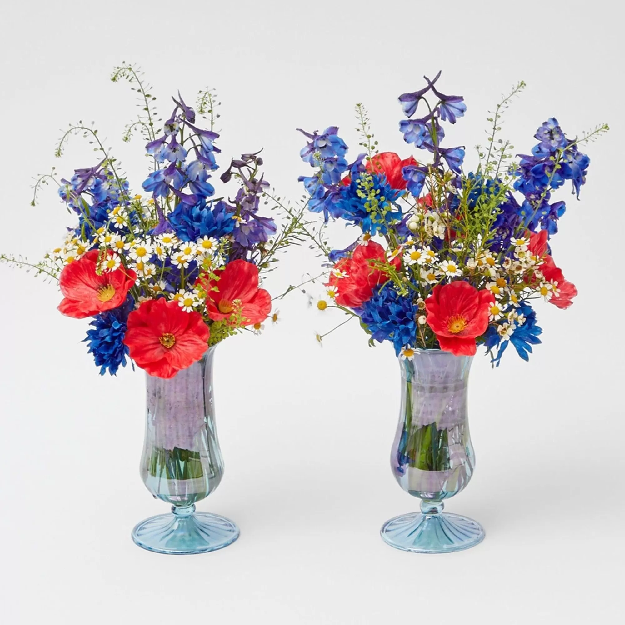 Cheap Blue Fluted Vases (Pair) Vases