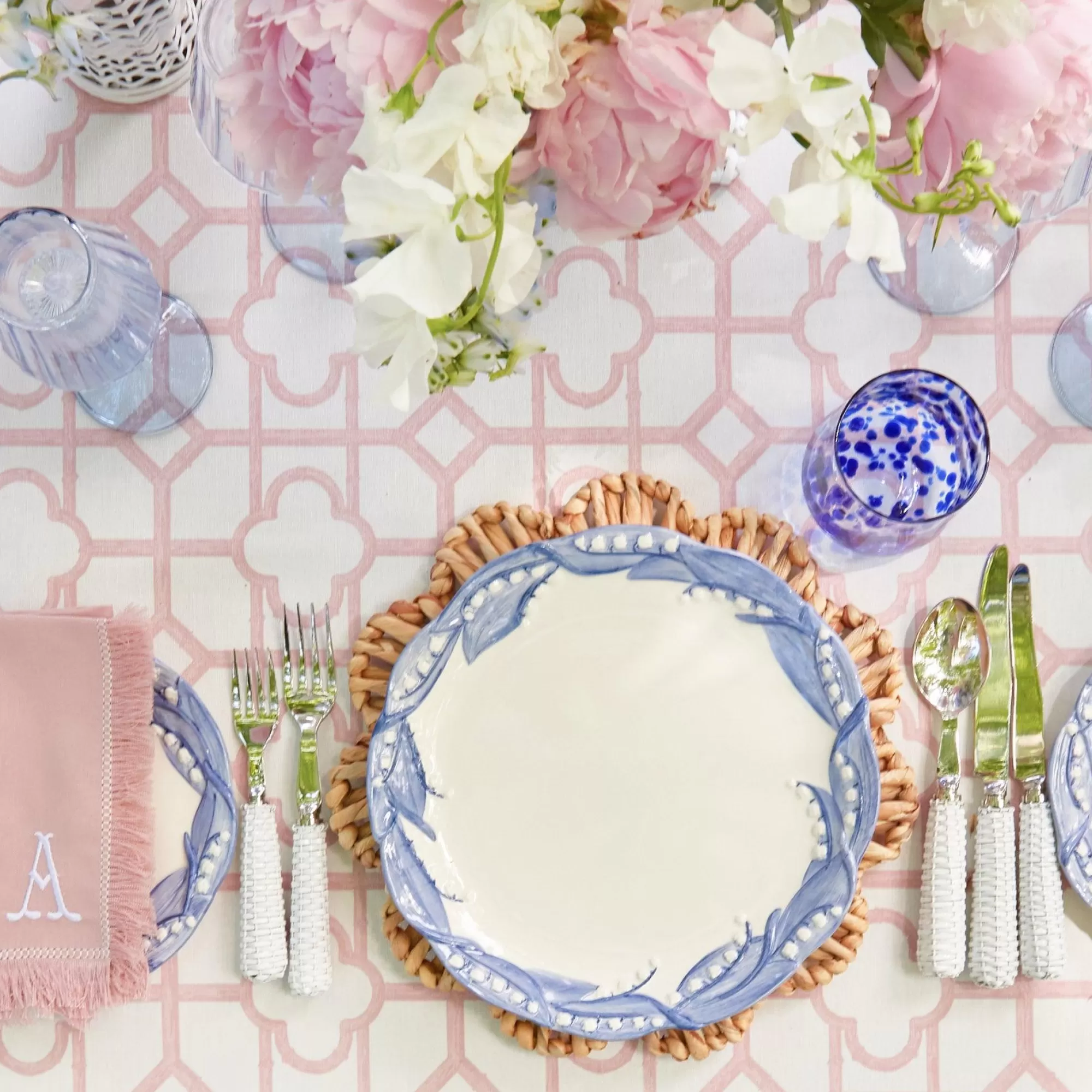 Best Blue Lily Of The Valley Dinner & Starter Plates (Set Of 8) Crockery Sets