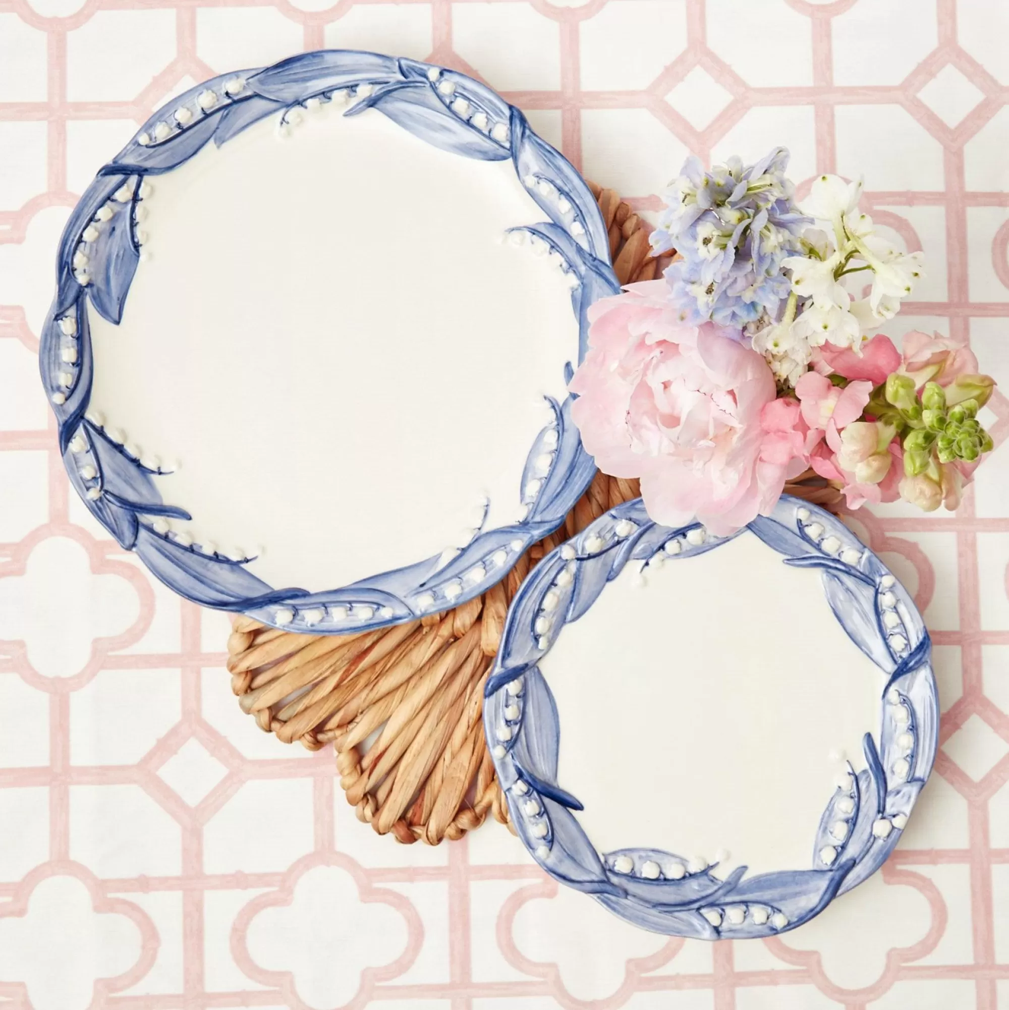 Best Blue Lily Of The Valley Dinner & Starter Plates (Set Of 8) Crockery Sets