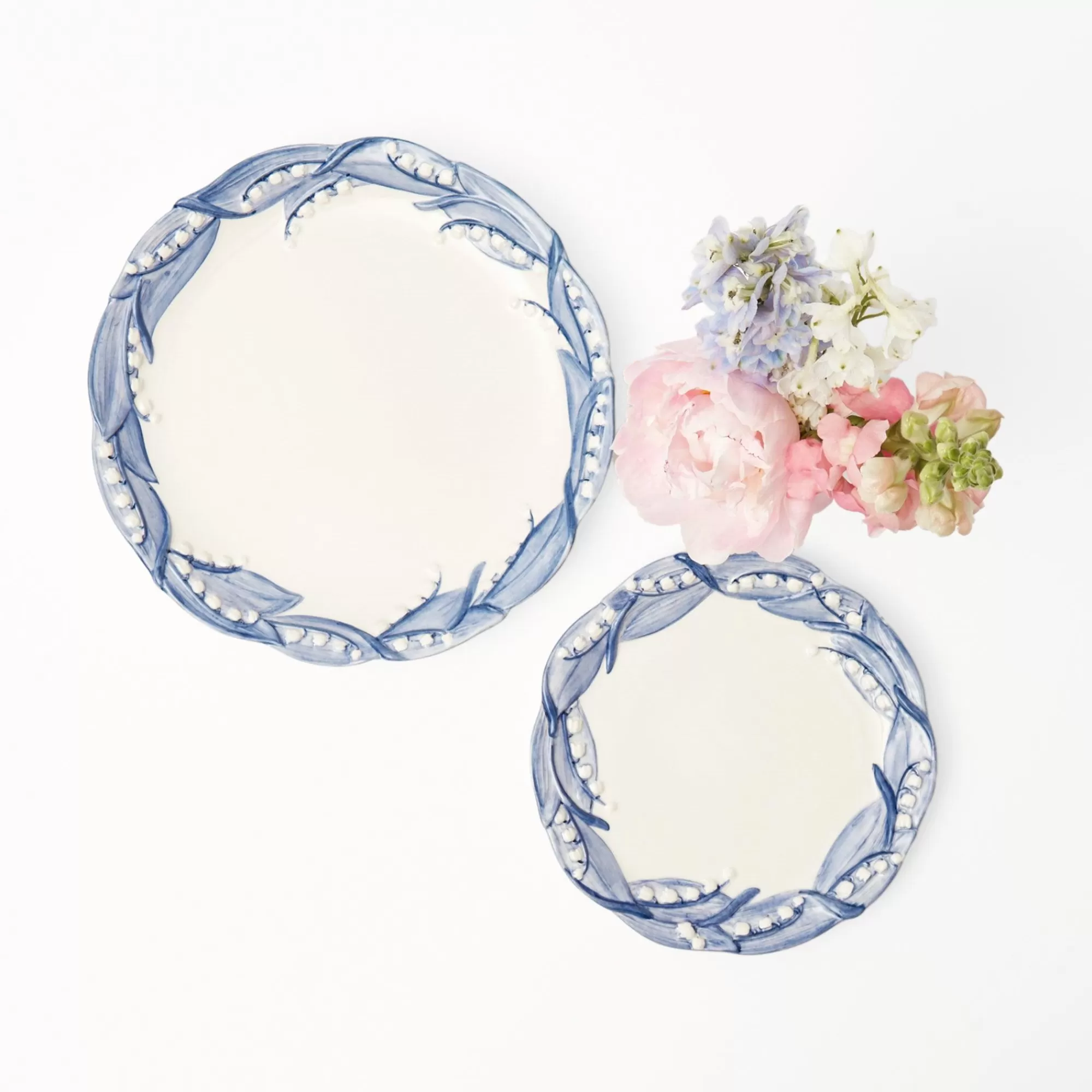 Best Blue Lily Of The Valley Dinner & Starter Plates (Set Of 8) Crockery Sets