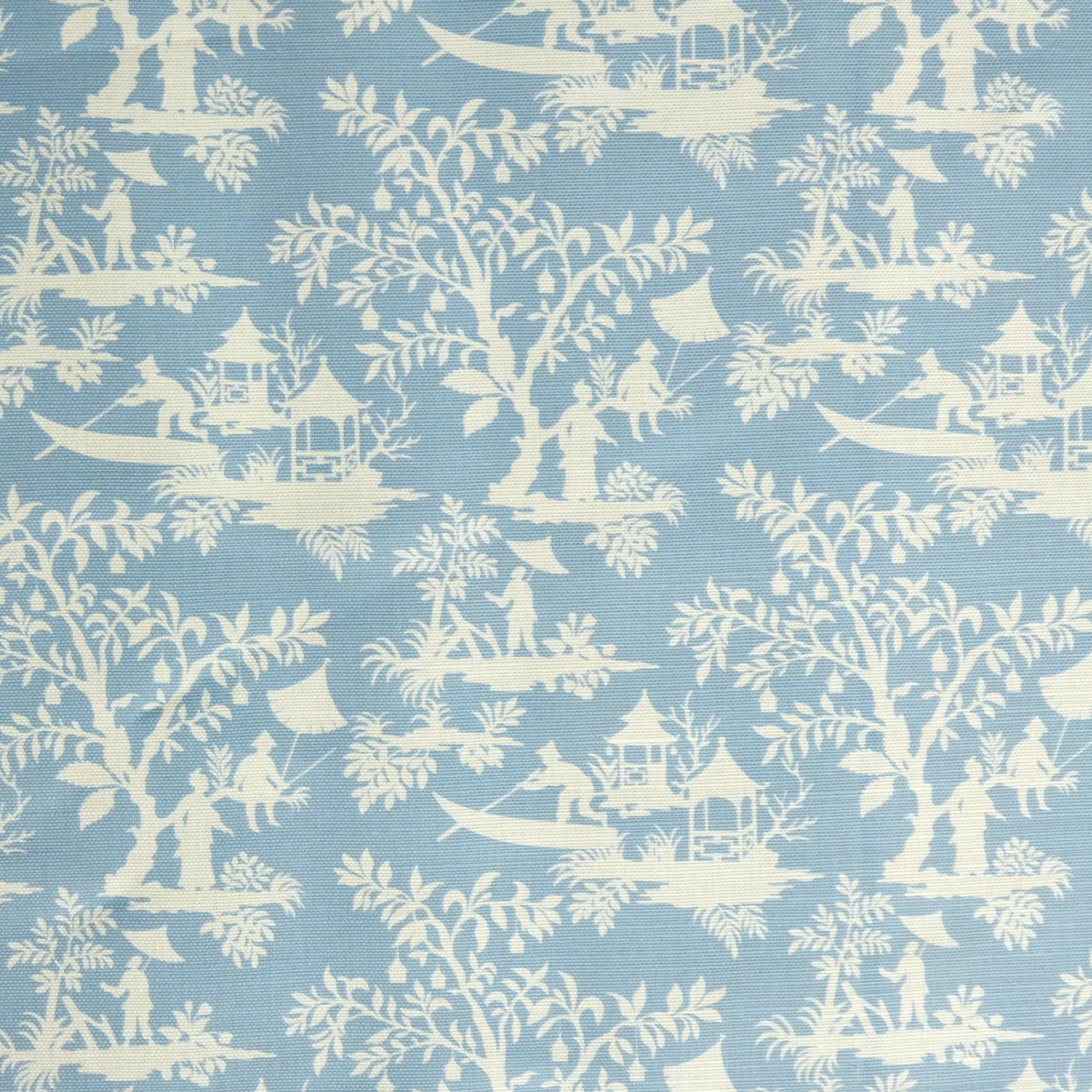 Best Sale Blue Pagoda Garden Fabric Serena Fresson Fabrics