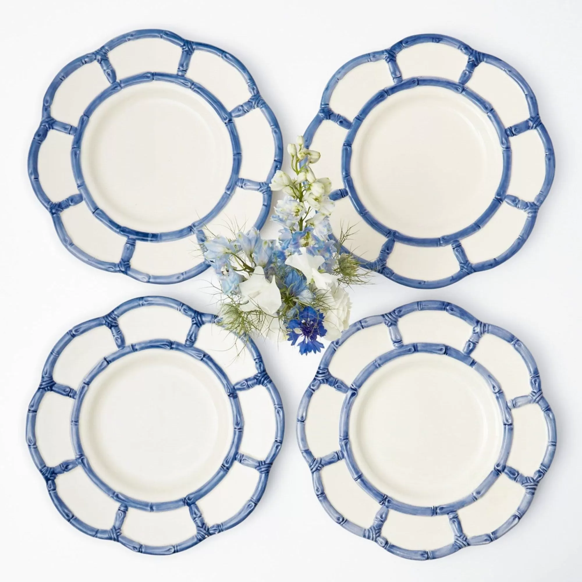 Hot Blue Petal Bamboo Dinner Plate (Set Of 4) Bamboo Crockery