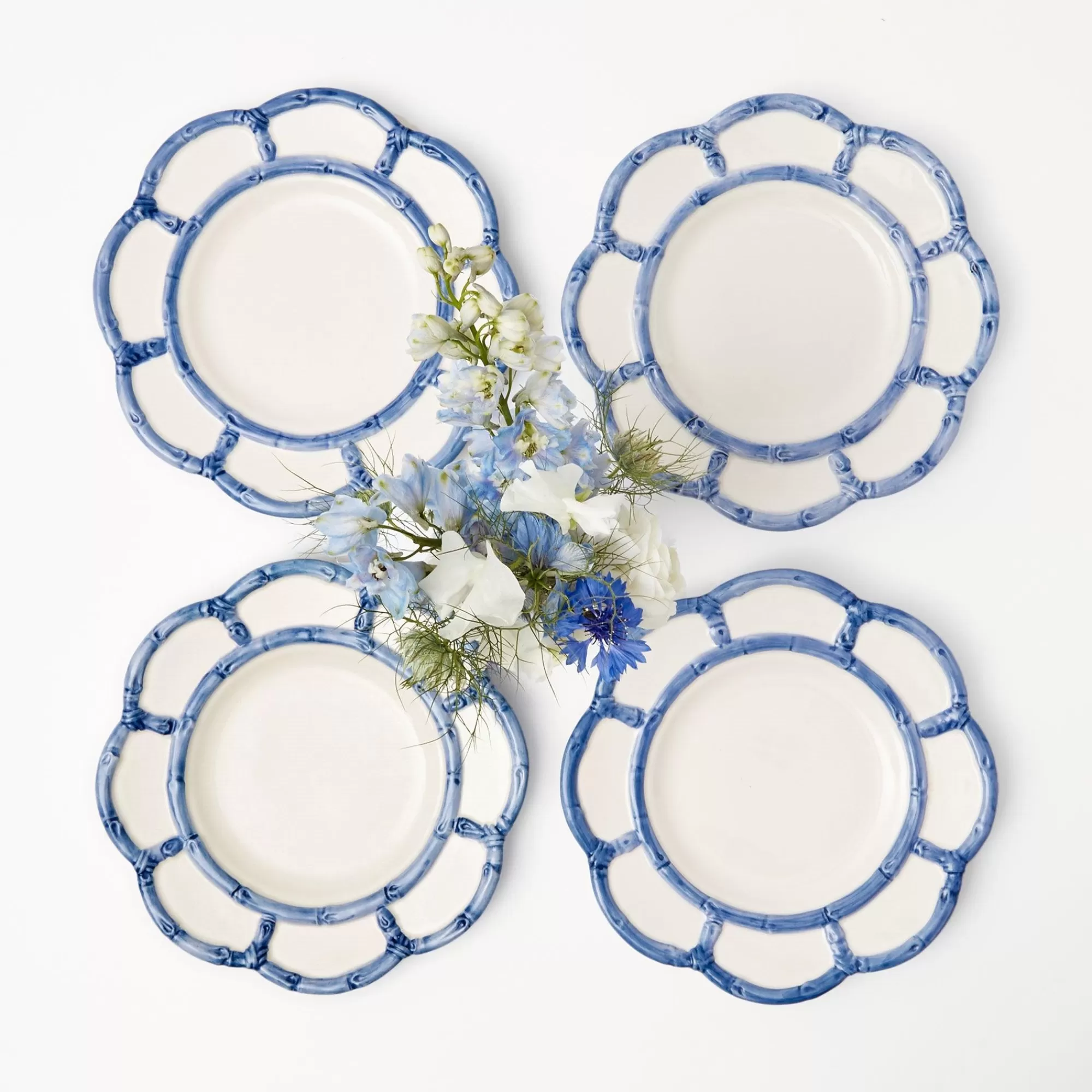 Discount Blue Petal Bamboo Starter Plate (Set Of 4) Bamboo Crockery