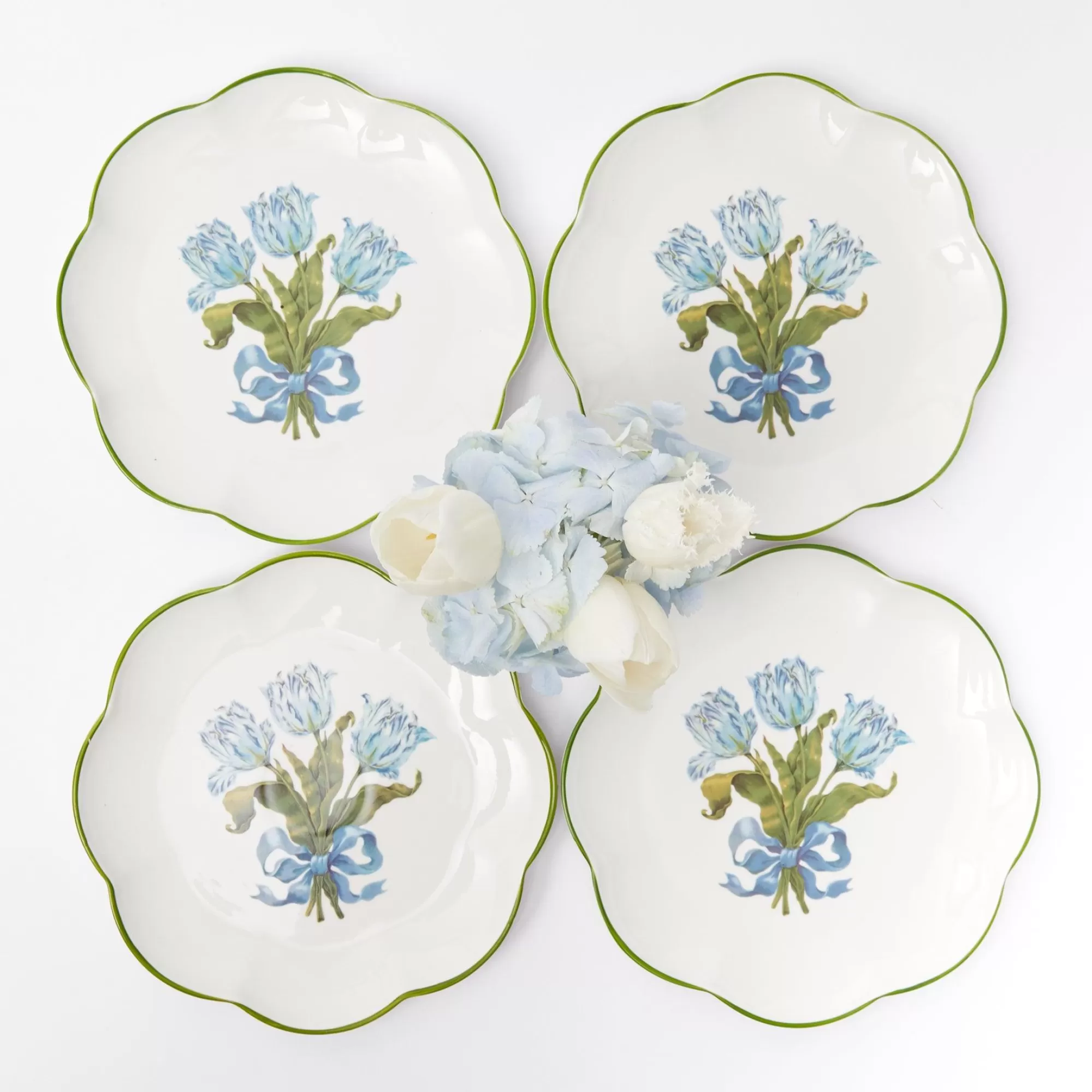 Cheap Blue Tulip Starter Plates (Set Of 4) Crockery Sets