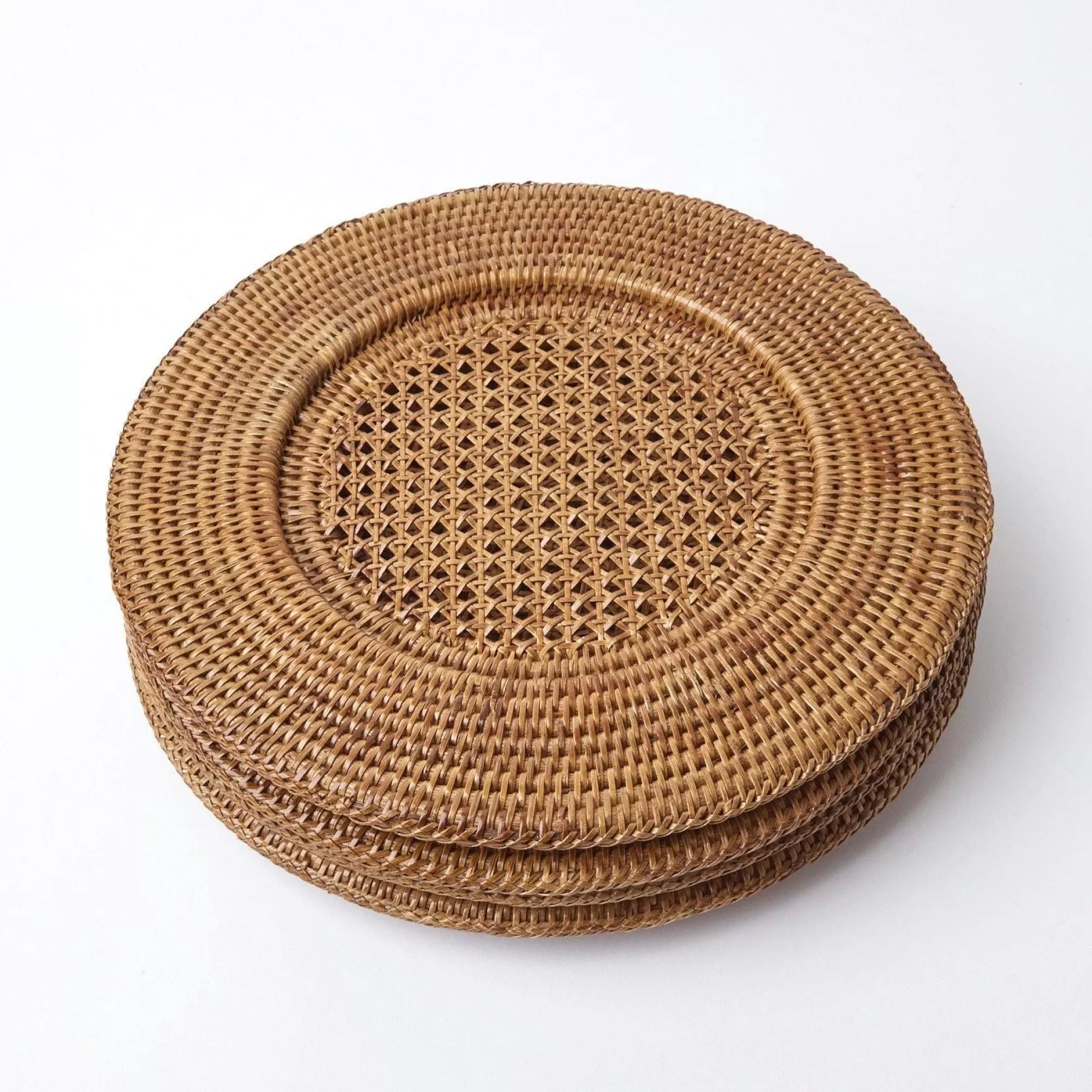 Clearance Brown Rattan Charger Plates (Set Of 4) Placemats