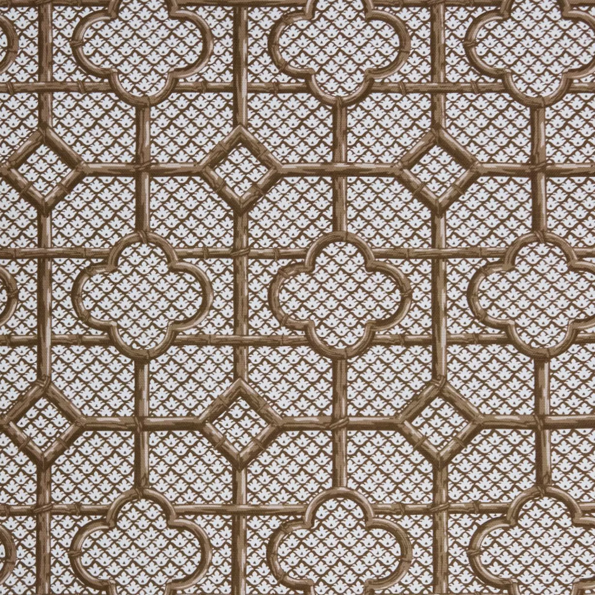 Sale Chestnut Brown Bamboo Trellis Fabric Serena Fresson Fabrics