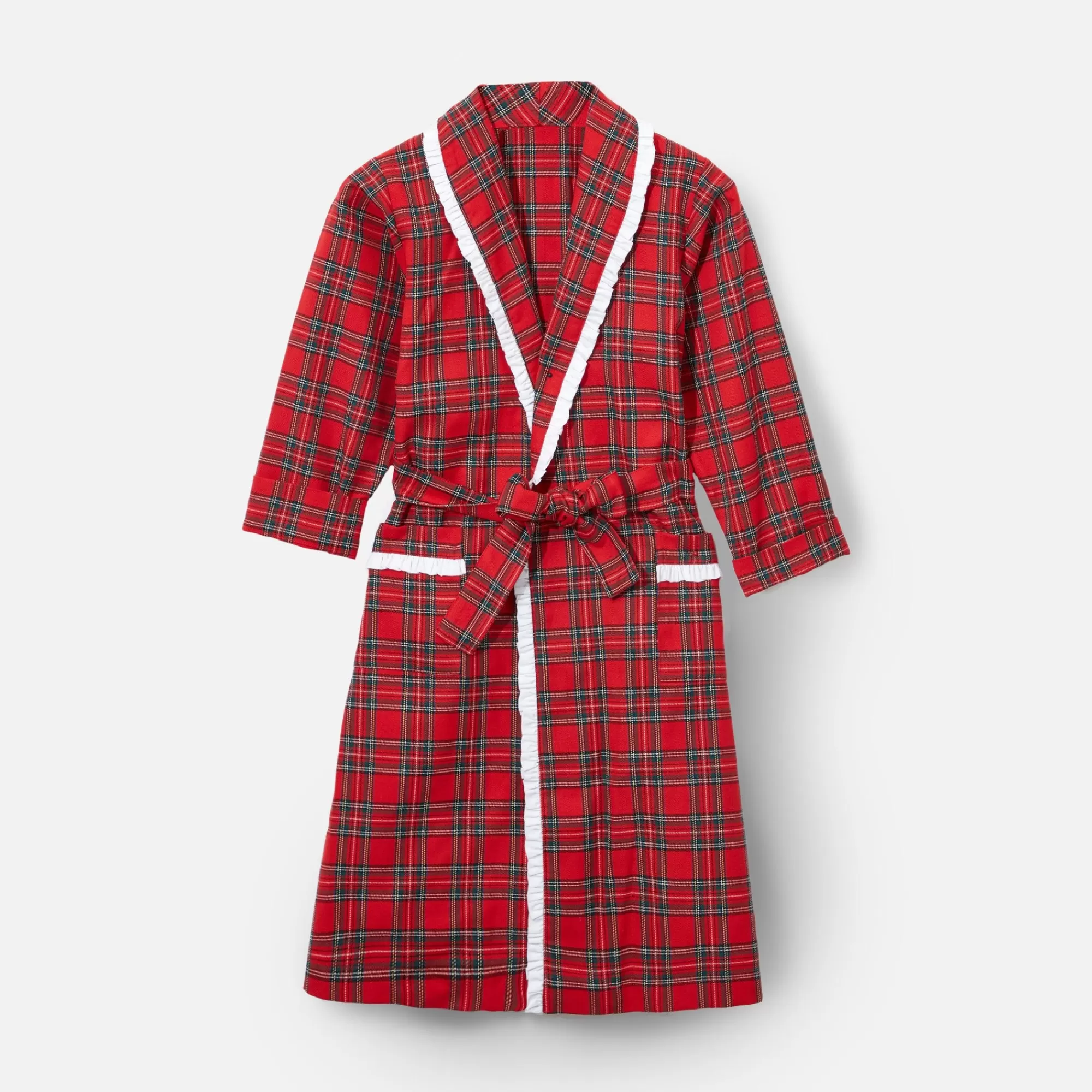 Shop Children's Red Tartan Frilled Dressing Gown Aprons & Robes