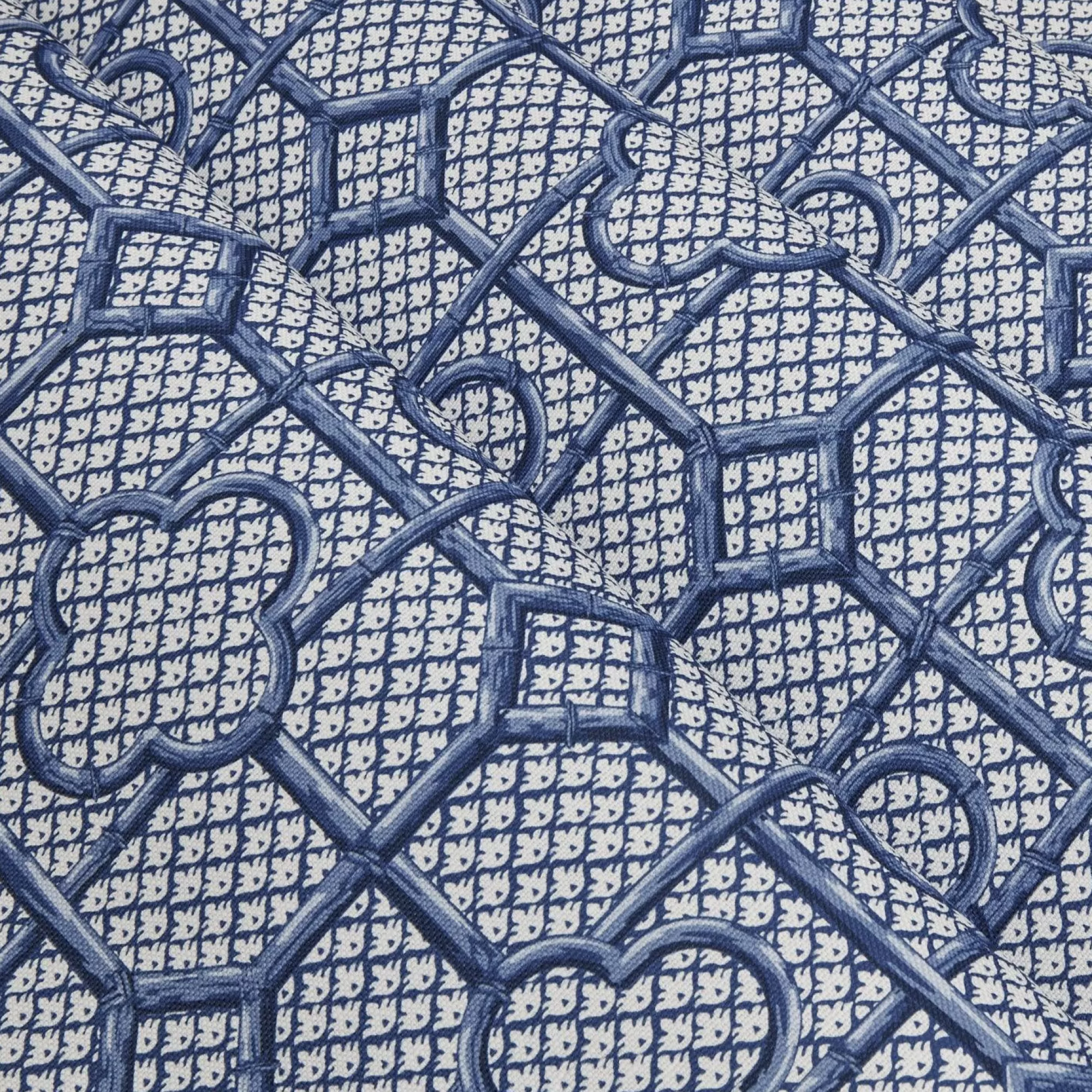 Best Cobalt Blue Bamboo Trellis Fabric Serena Fresson Fabrics