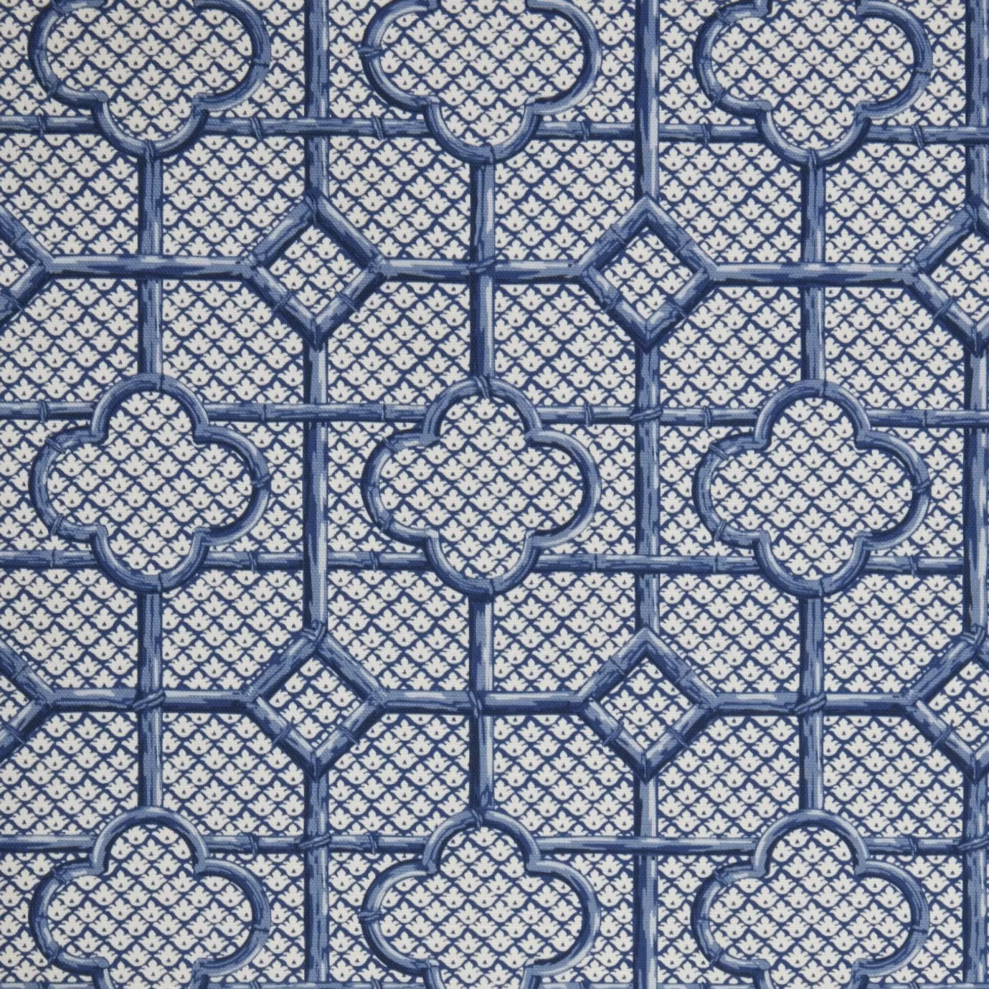 Best Cobalt Blue Bamboo Trellis Fabric Serena Fresson Fabrics