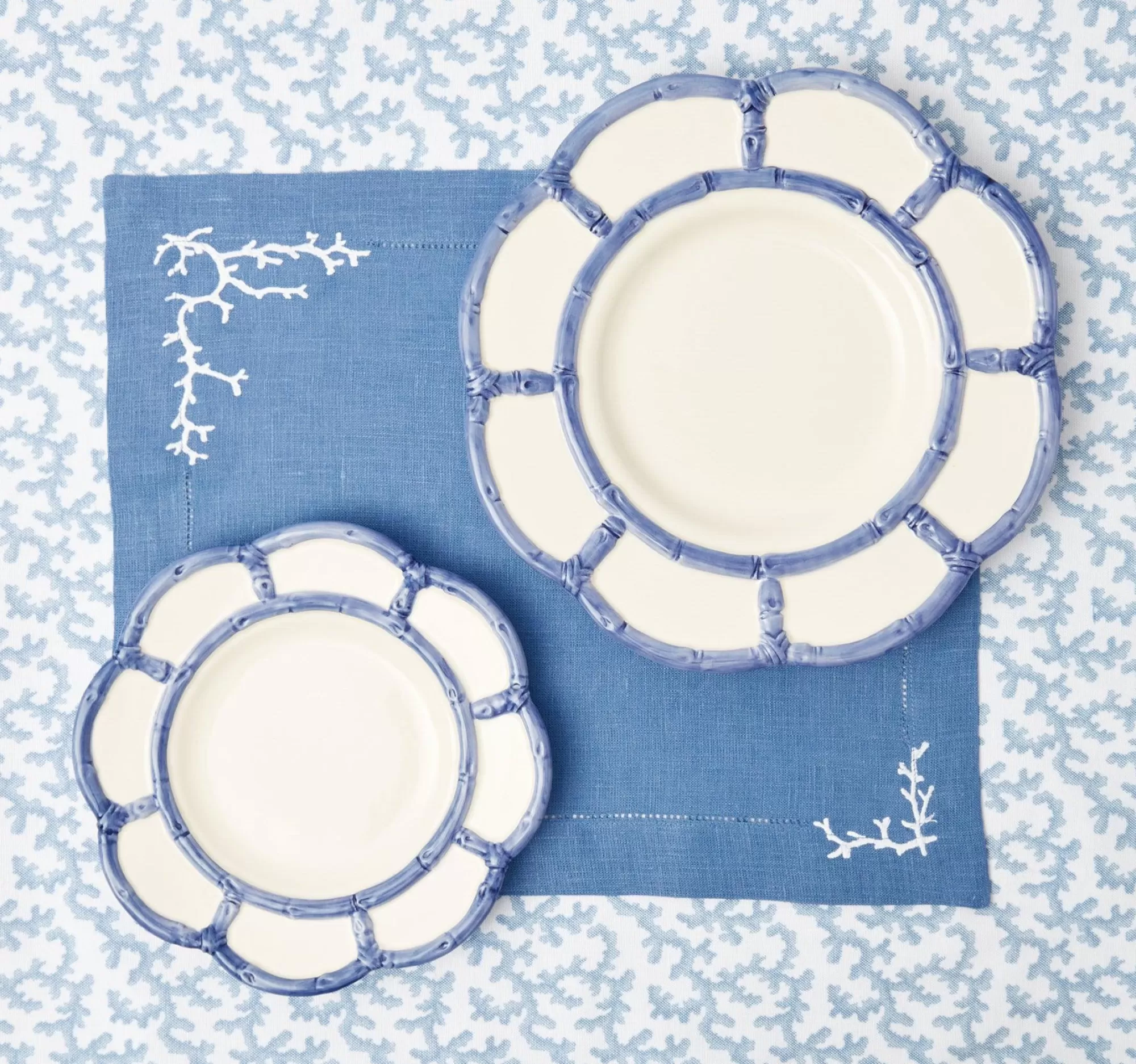 Discount Coral Blue Linen Placemats (Set Of 4) Placemats