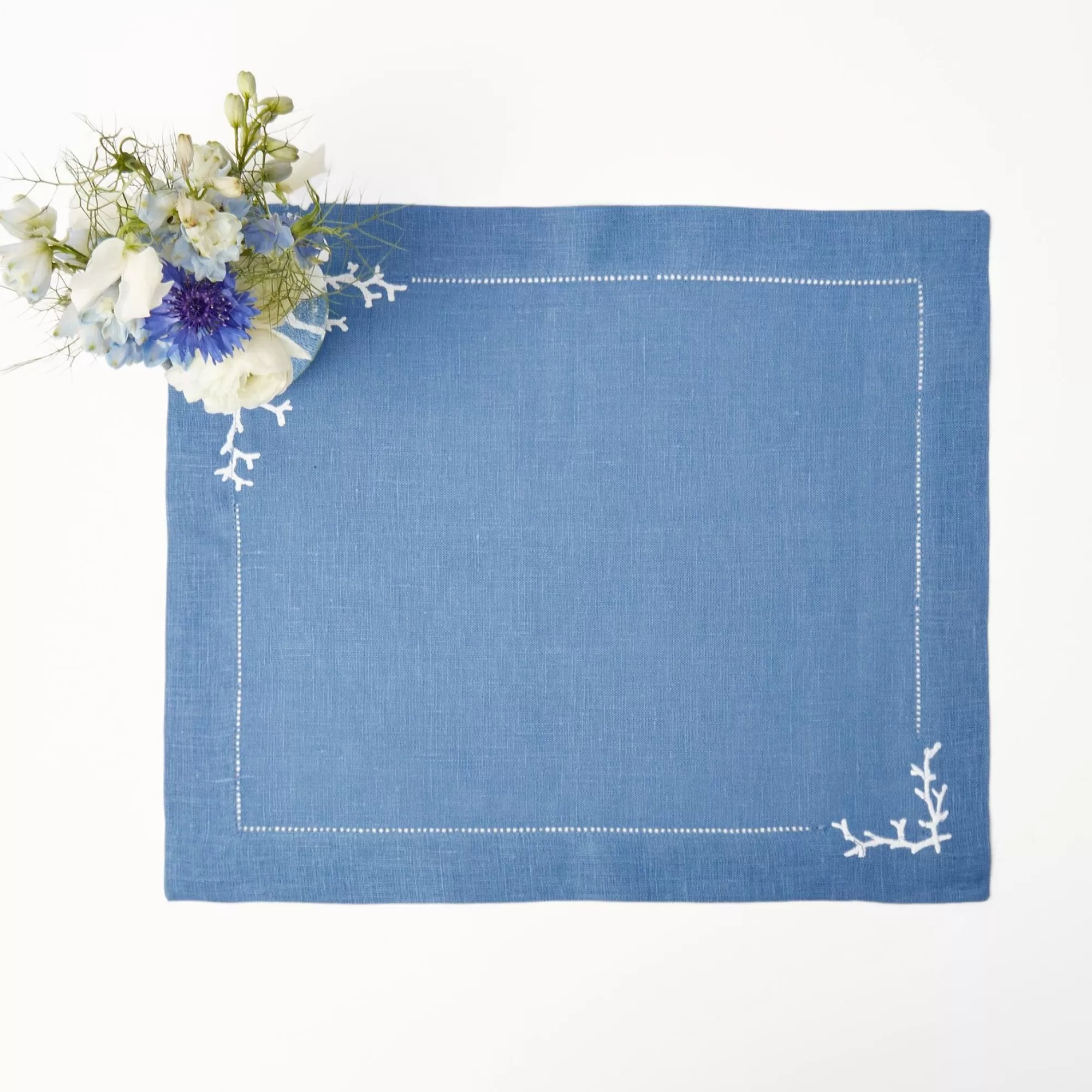 Discount Coral Blue Linen Placemats (Set Of 4) Placemats