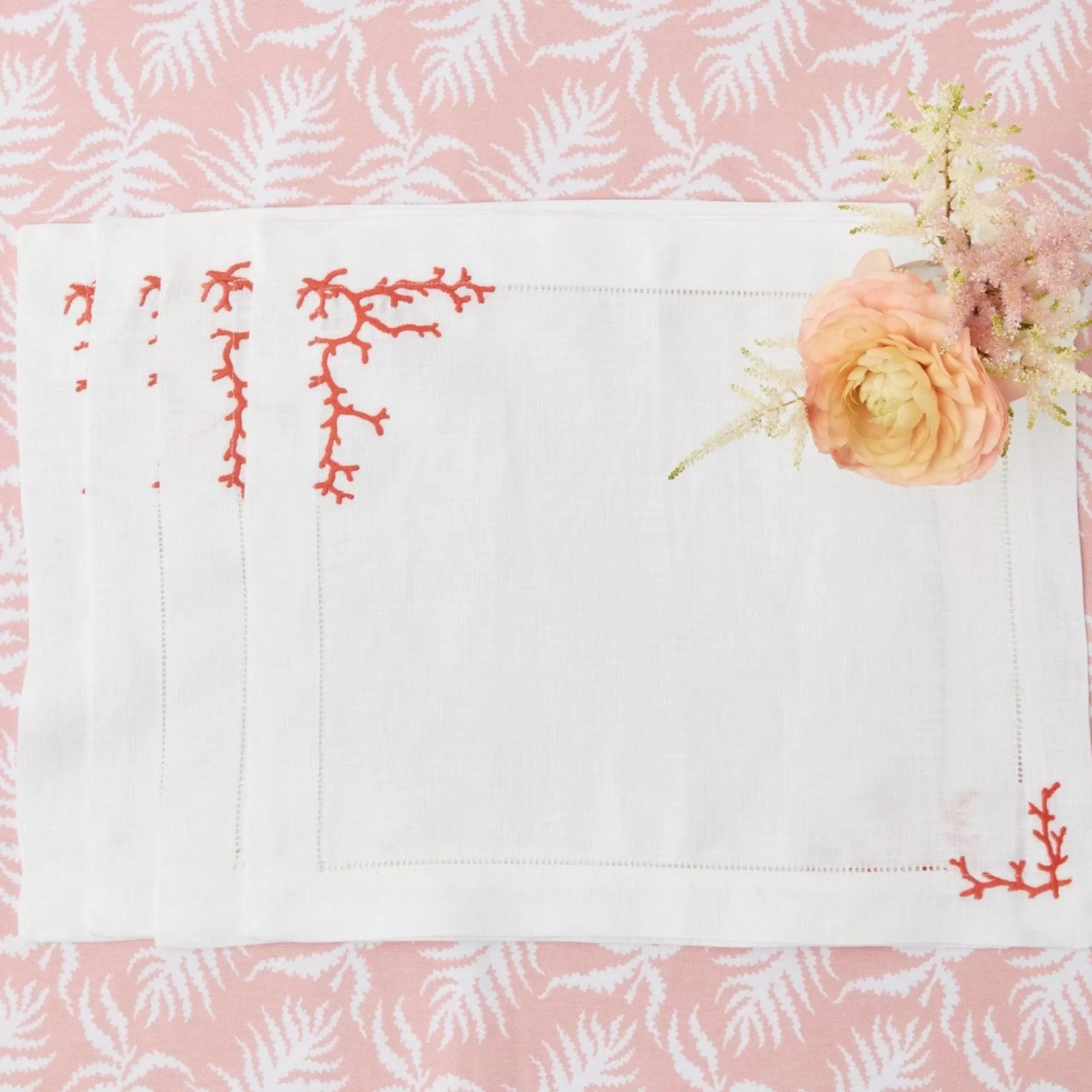 Shop Coral Linen Placemats (Set Of 4) Placemats