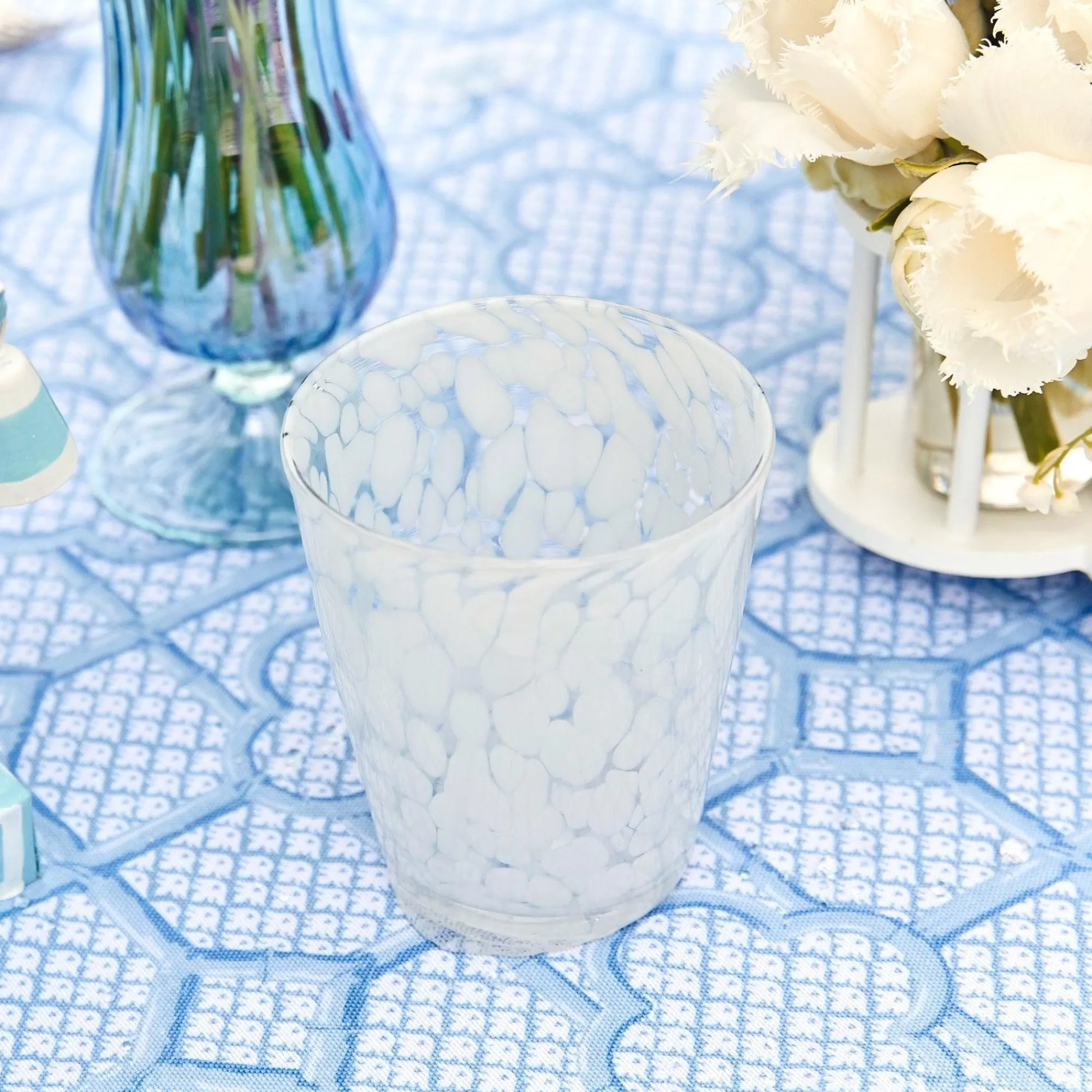 Flash Sale Dappled White Glasses & Jug Set Glasses