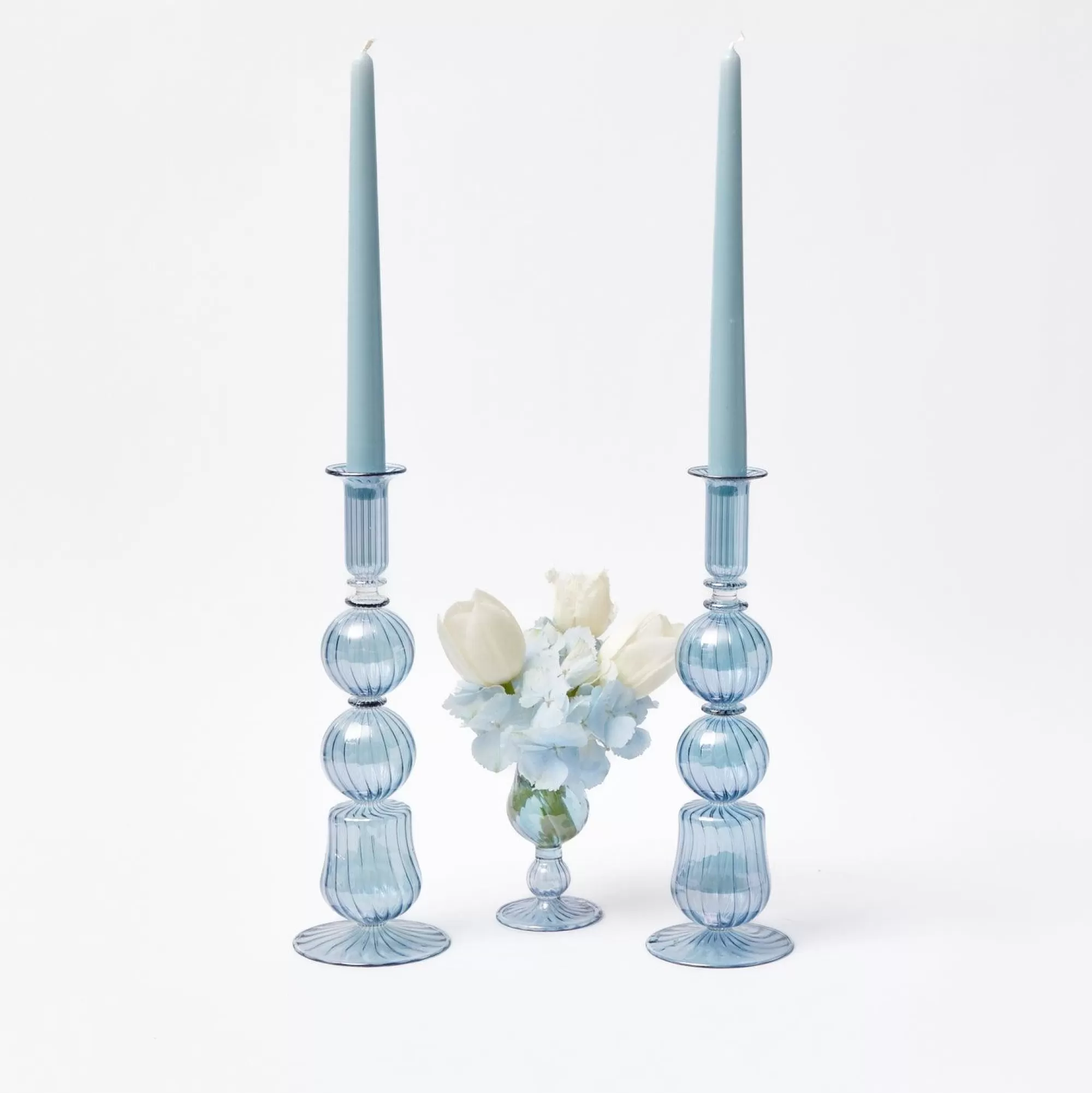 Outlet Delphine Blue Candle Holders (Pair) Candle Holders