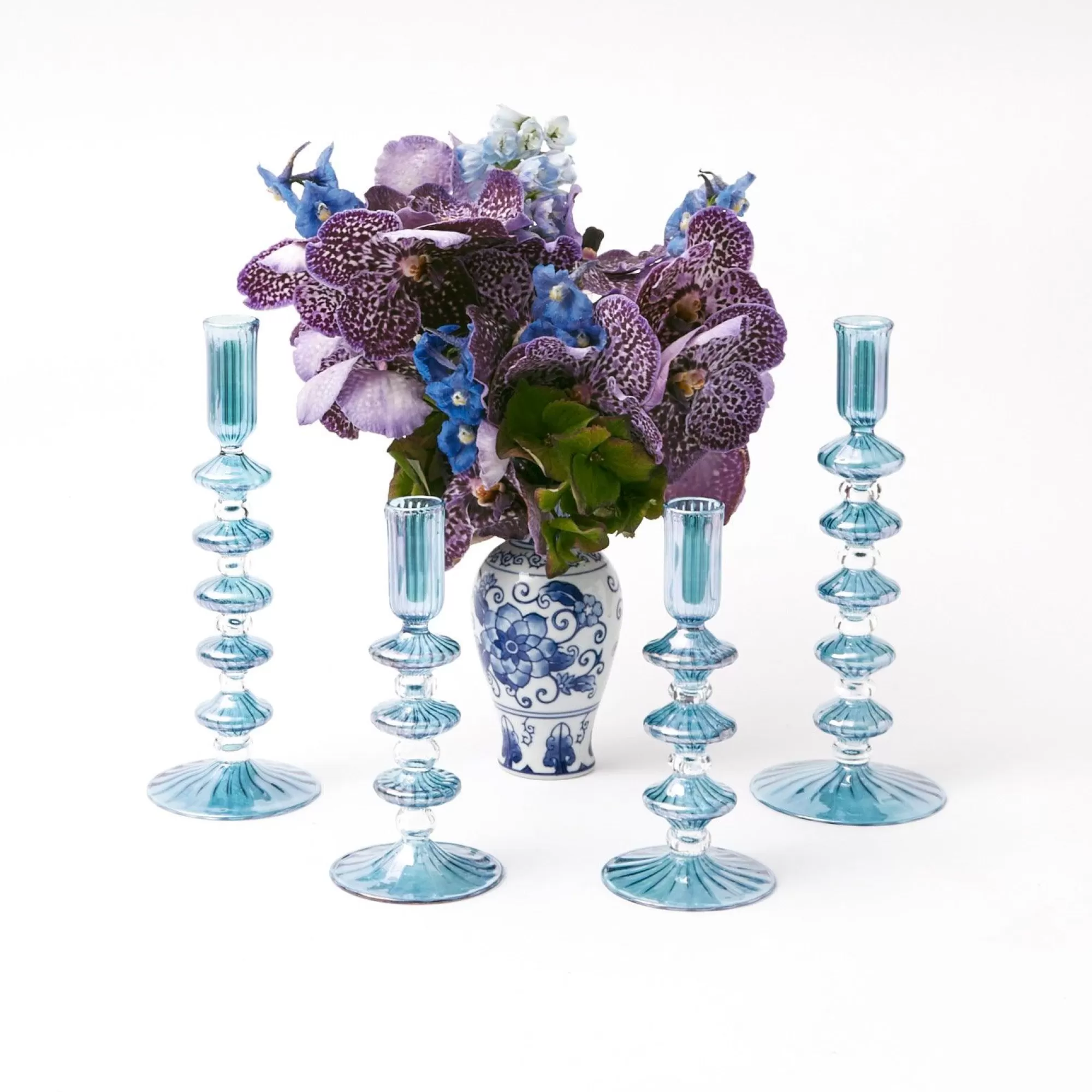 Clearance Elodie Blue Candle Holder Set Candlescapes