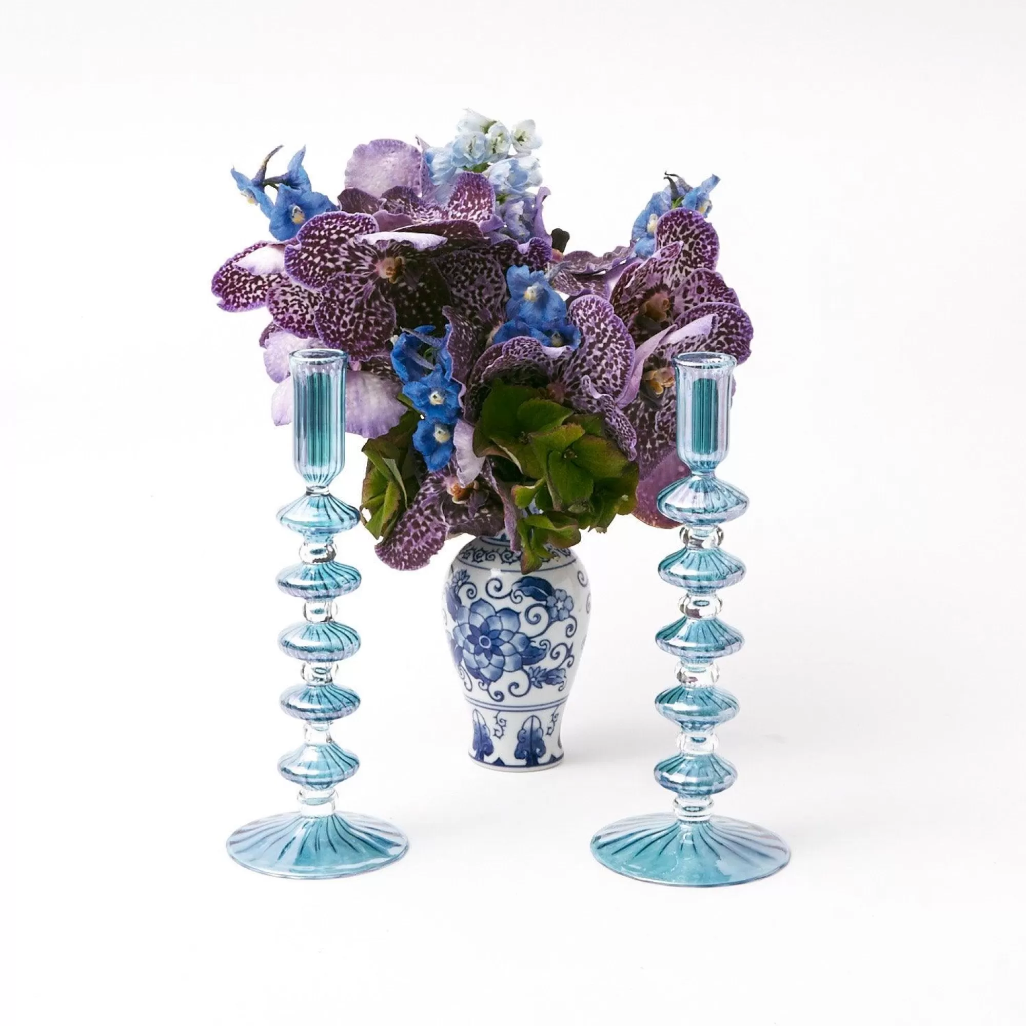 Store Elodie Blue Candle Holders (Pair) Candle Holders