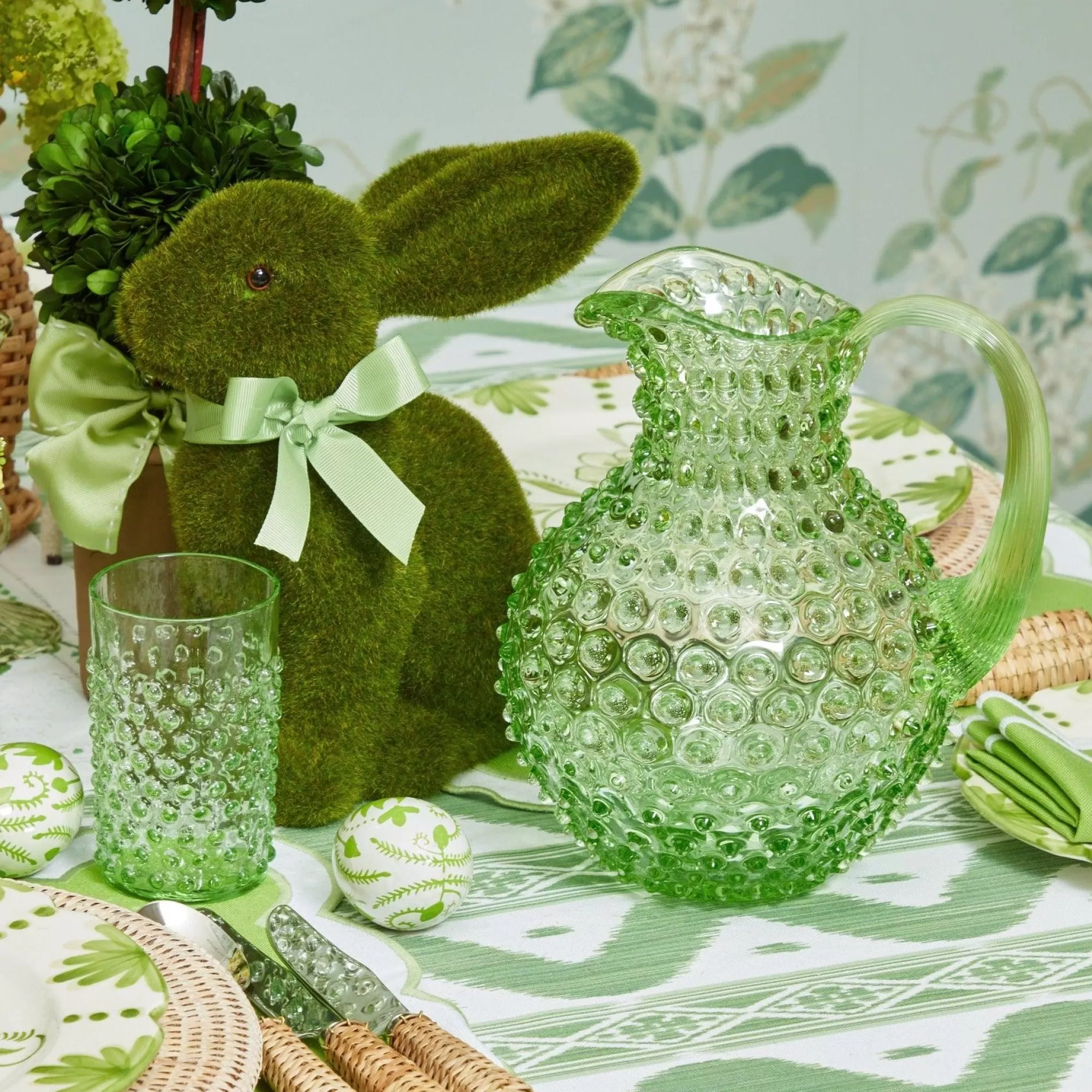 Flash Sale Emerald Hobnail Glasses & Jug Set Glasses