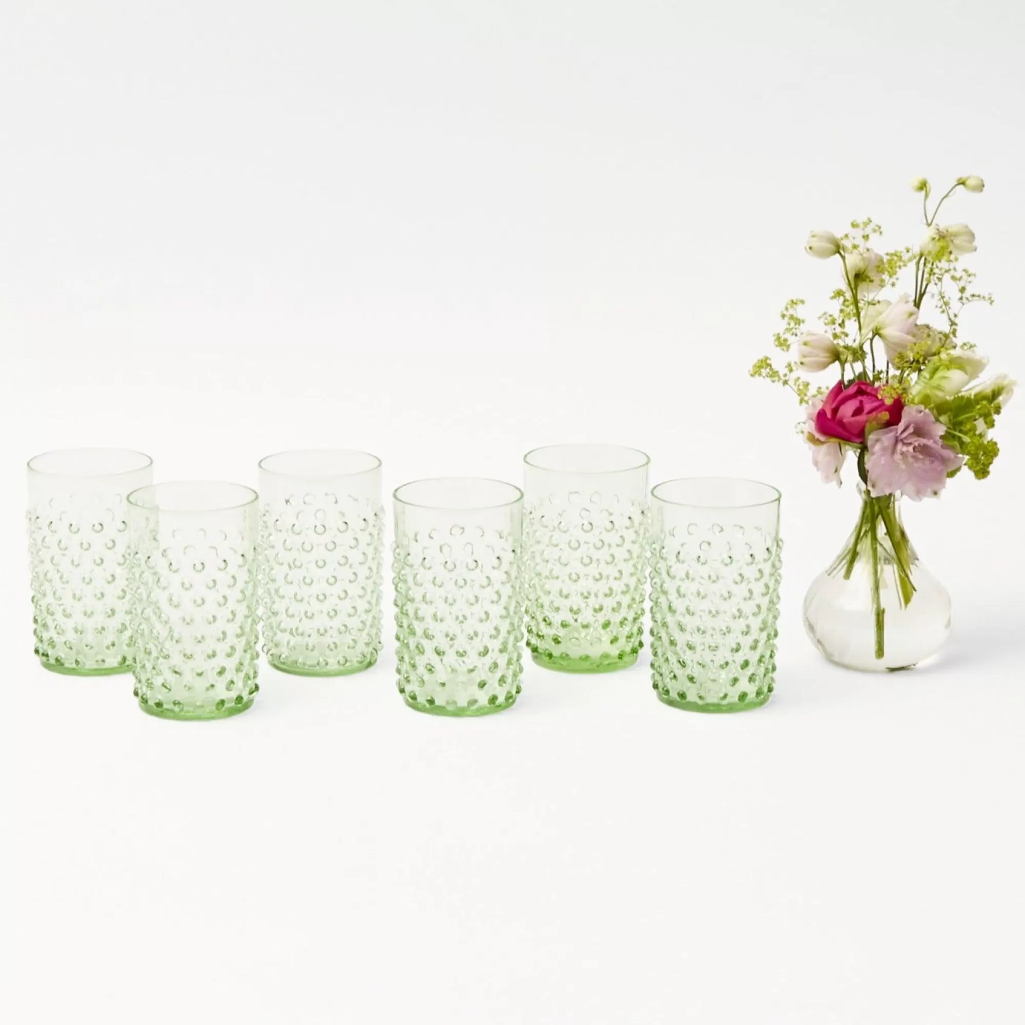 Clearance Emerald Hobnail Glasses (Set Of 6) Glasses