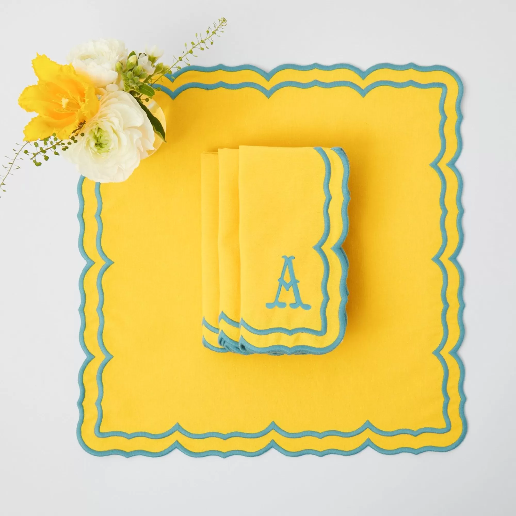 Fashion Fleur Yellow Napkins (Set Of 4) Napkins