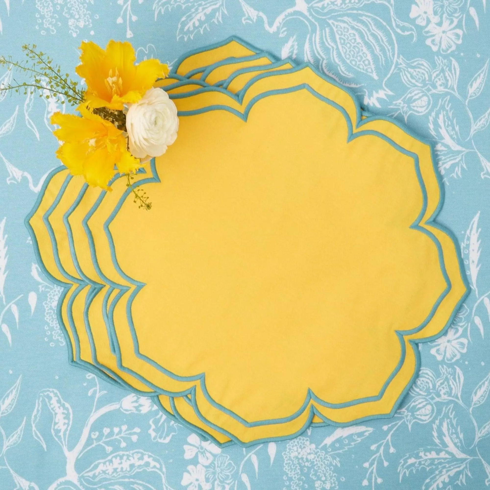 Hot Fleur Yellow Placemats (Set Of 4) Placemats