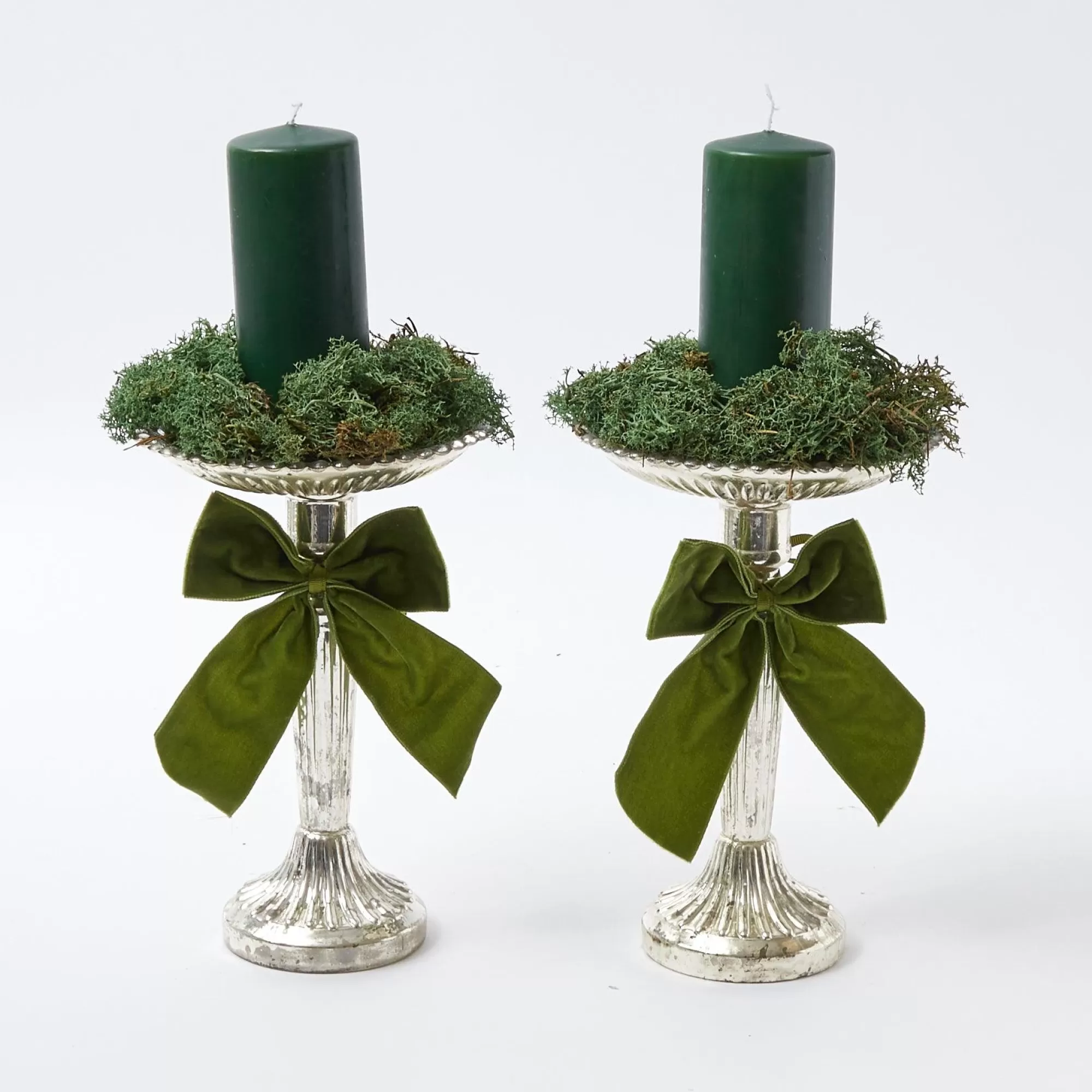 Fashion Forest Green Pillar Candles (Pair) Candles