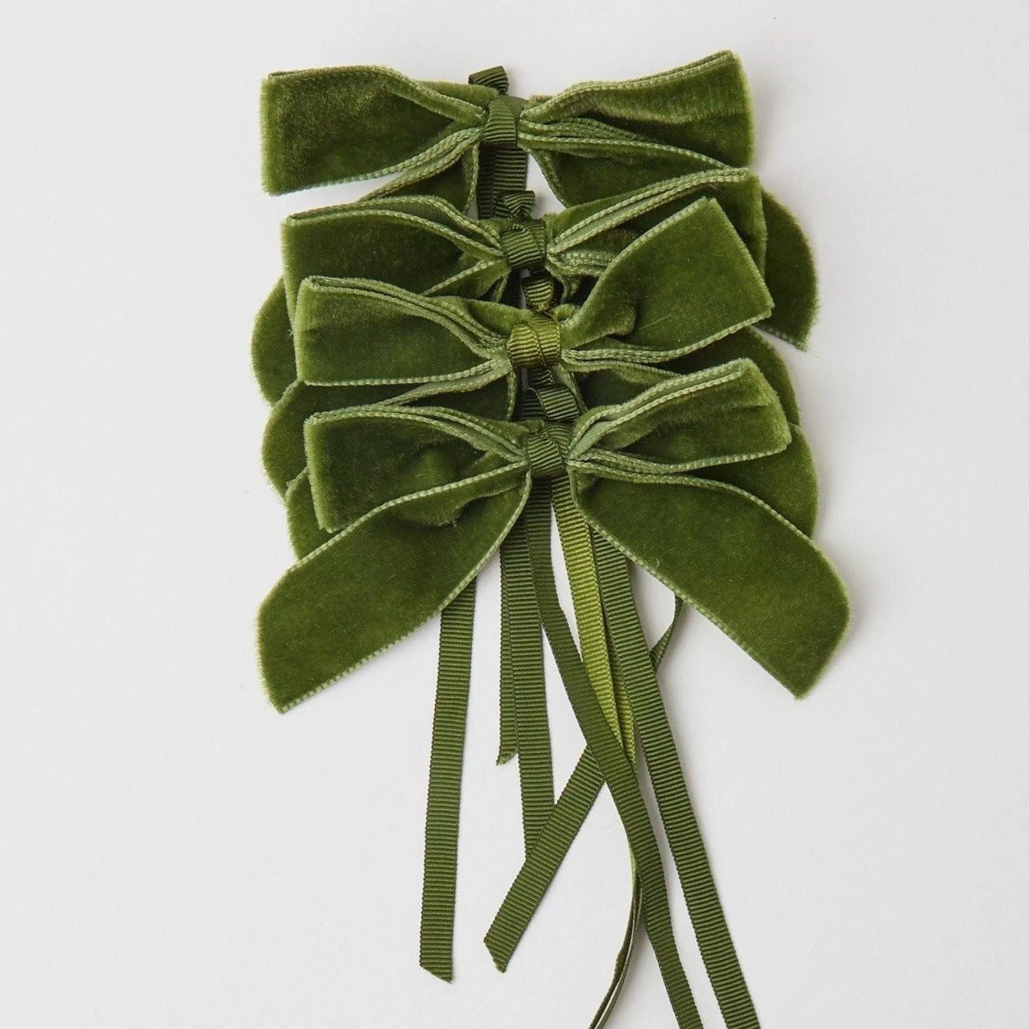 Online Forest Green Velvet Mini Bows (Set Of 4) Napkin Rings, Bows & Wreaths