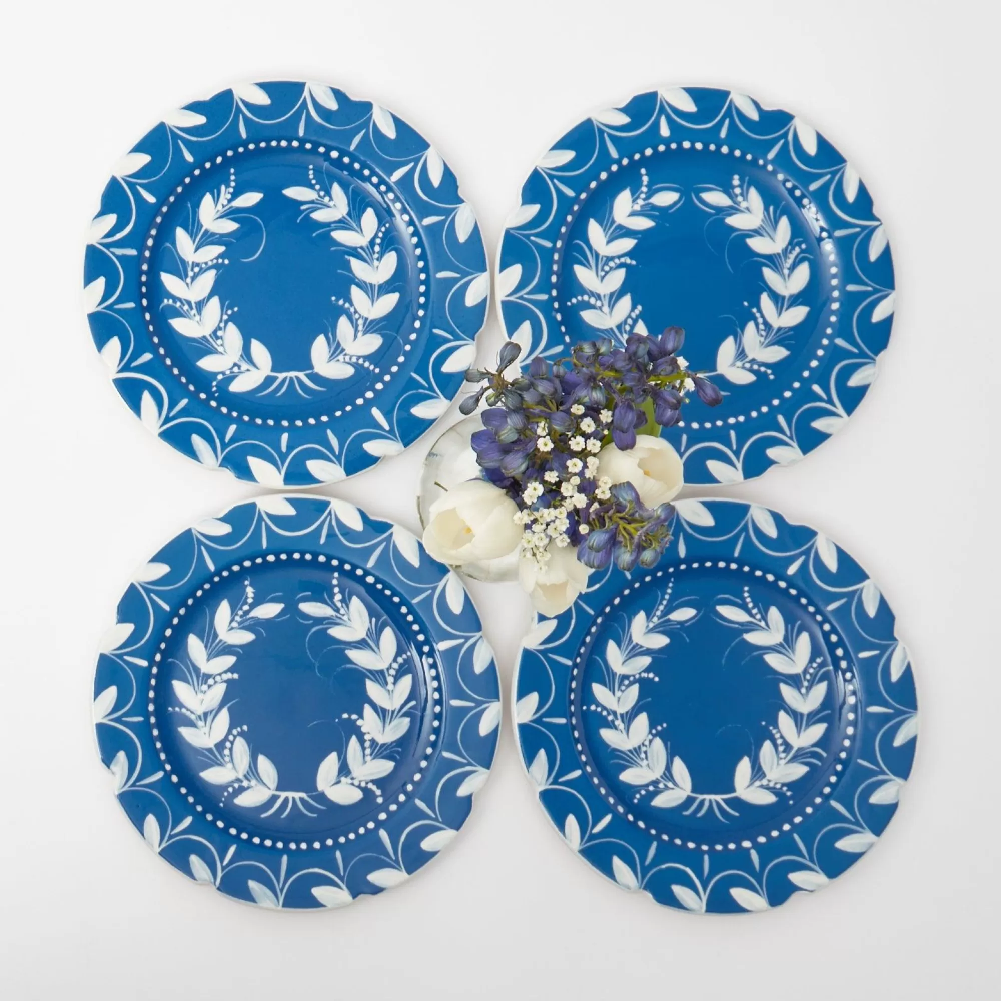 New French Blue Garland Starter Plates (Set Of 4) Starter Plates