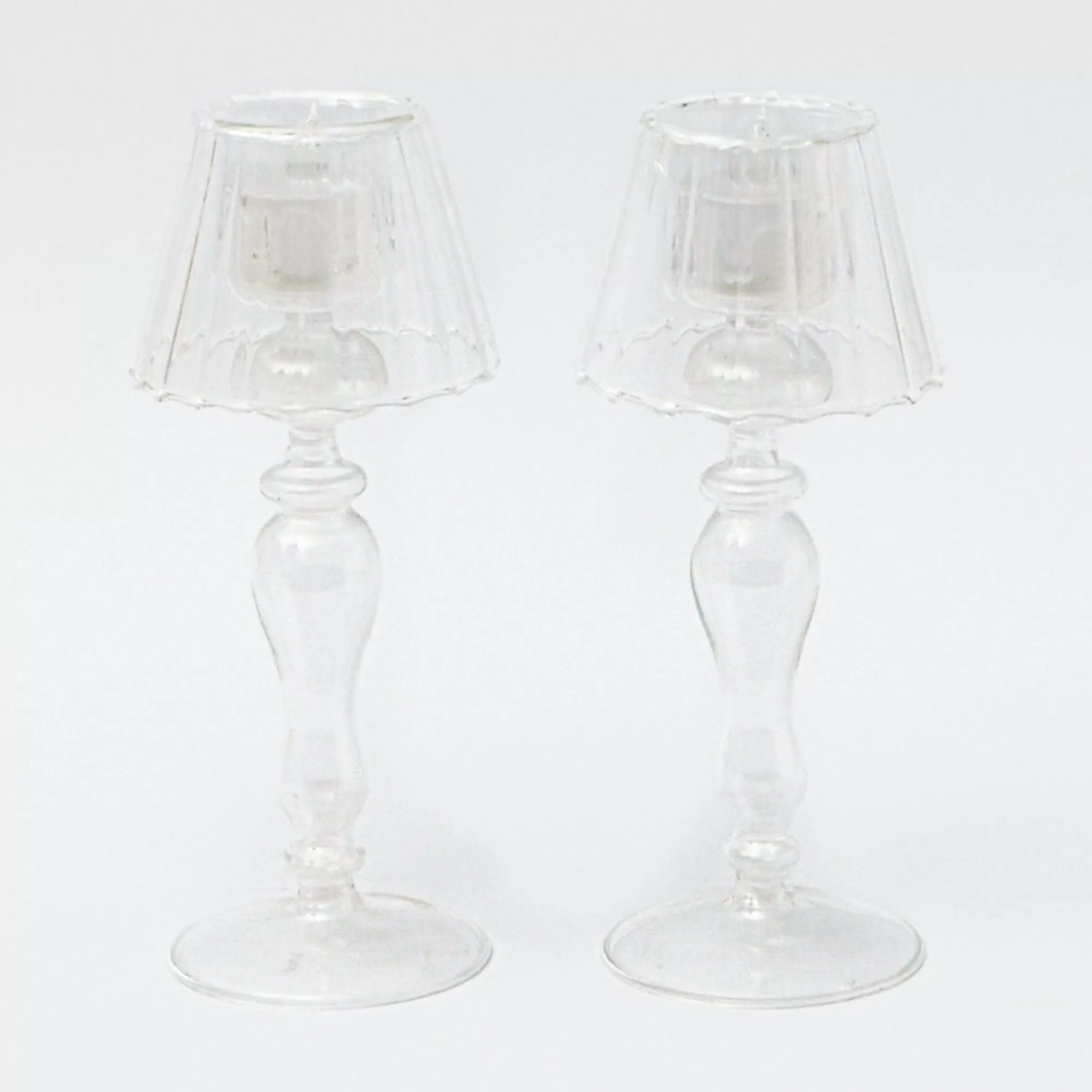 Cheap Glass Lantern Tea Light Holder (Pair) - 24Cm Candle Holders