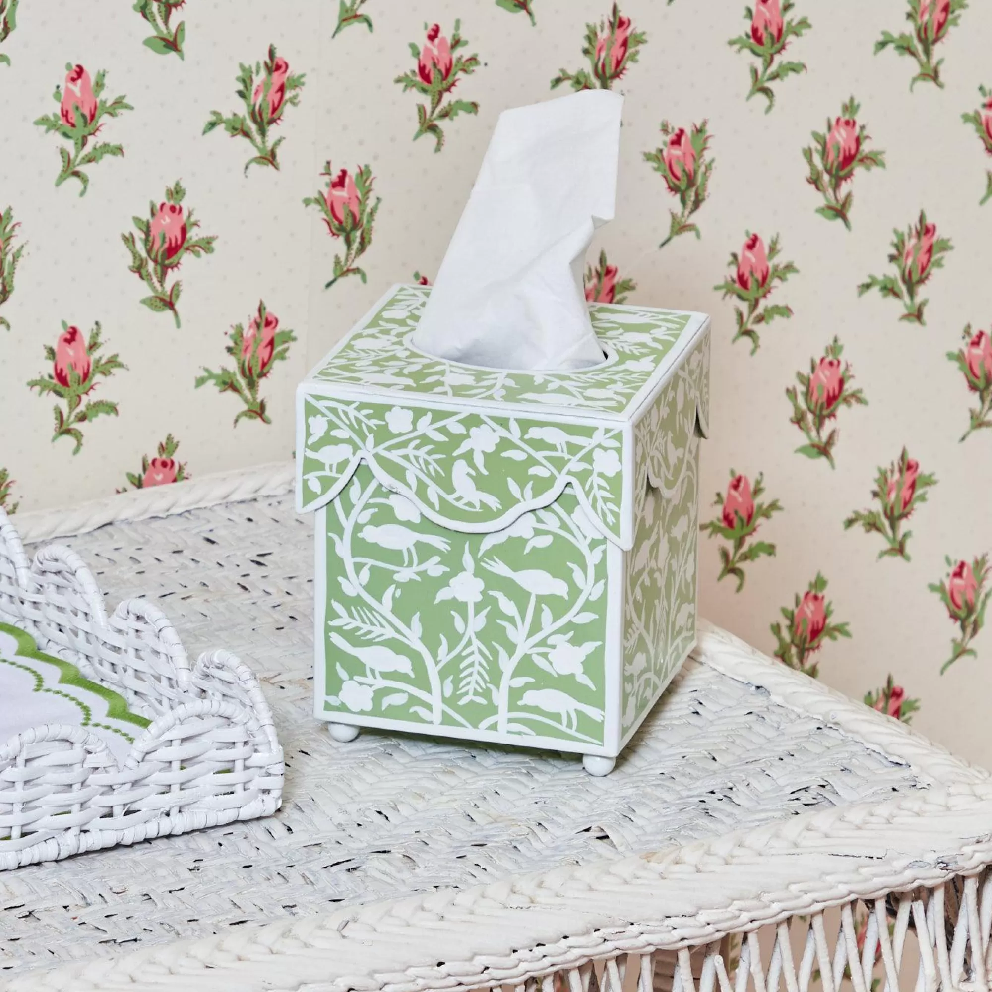 Hot Green Floral Tole Tissue Box Tissue Boxes