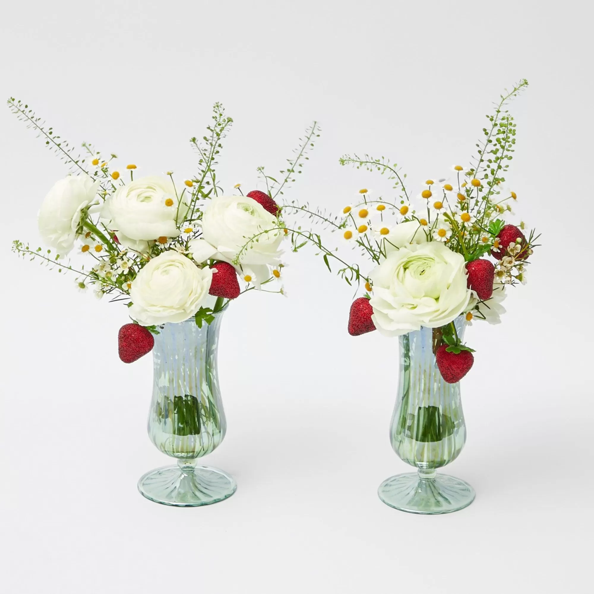 Fashion Green Fluted Vases (Pair) Vases