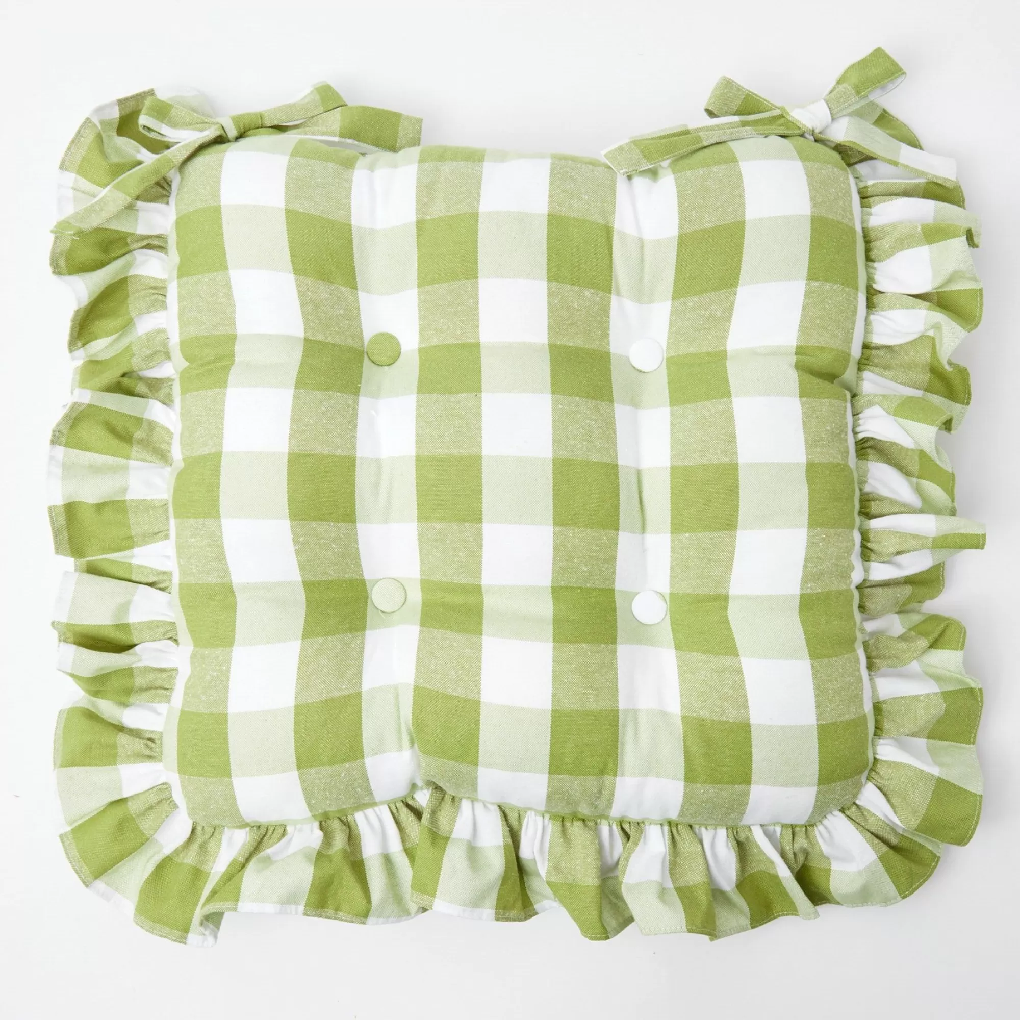 Cheap Green Gingham Ruffle Seat Pad Cushion Cushions