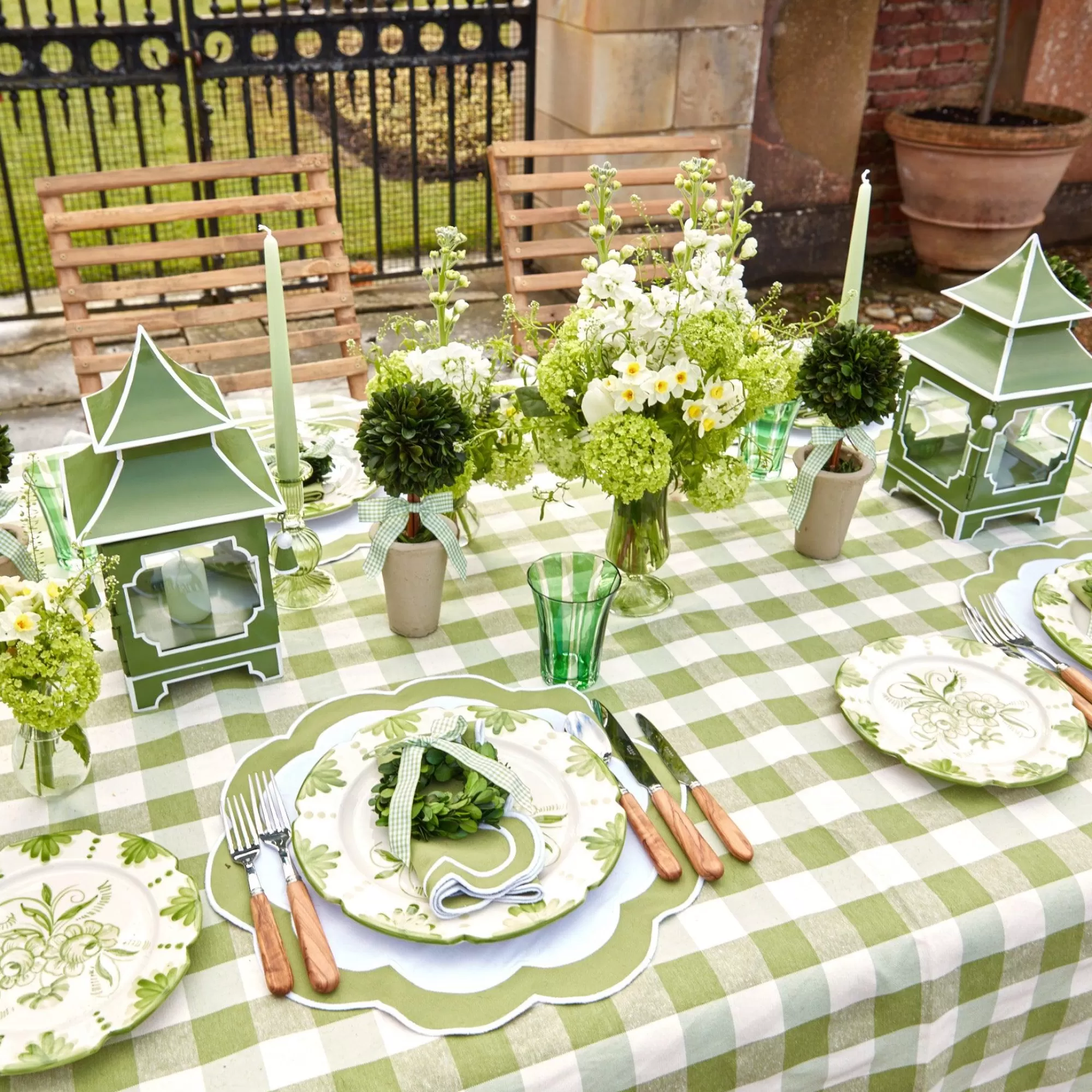 Flash Sale Green Gingham Tablecloth Tablecloths