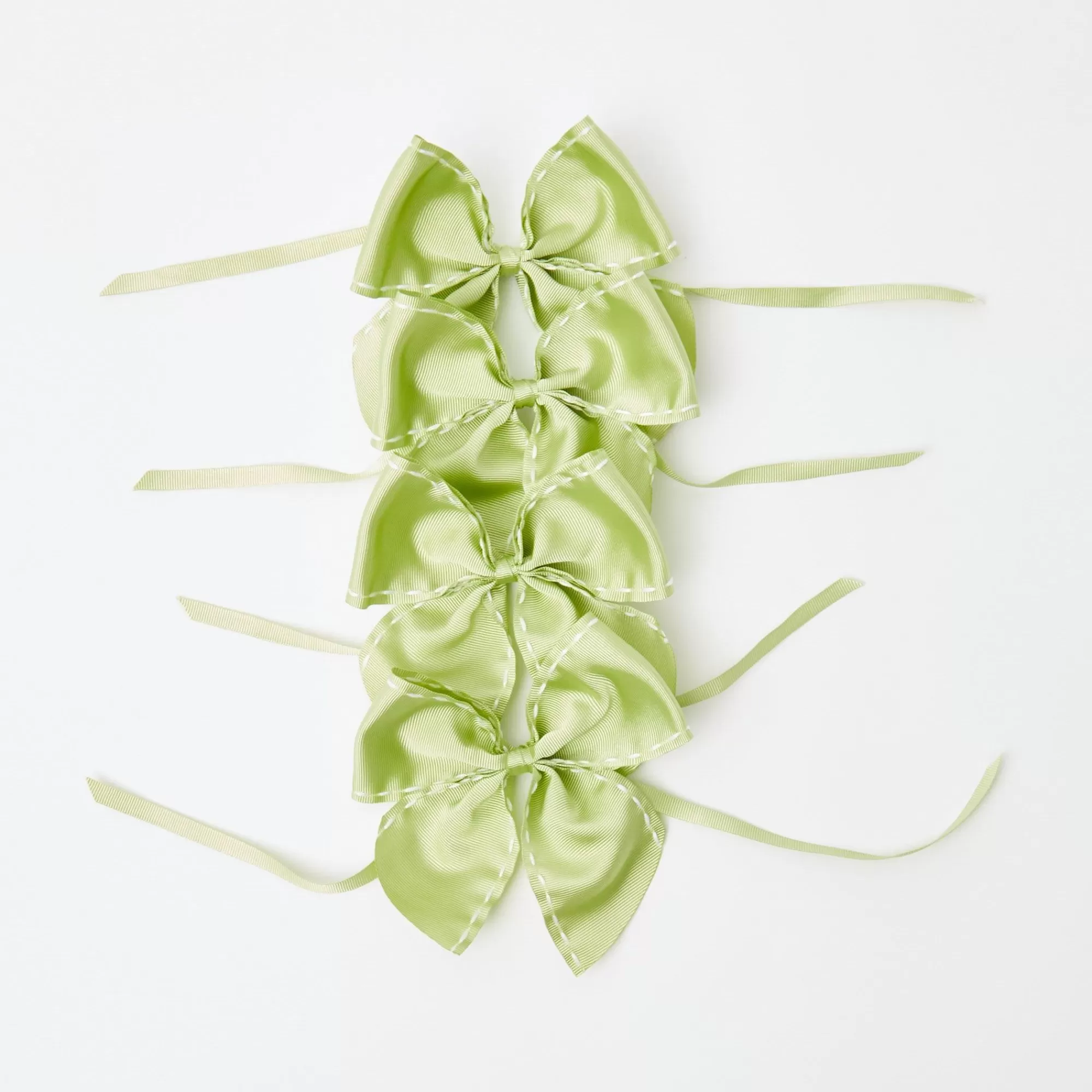 Clearance Green Saddle Stitch Napkin Bows (Set Of 4) Napkin Rings, Bows & Wreaths