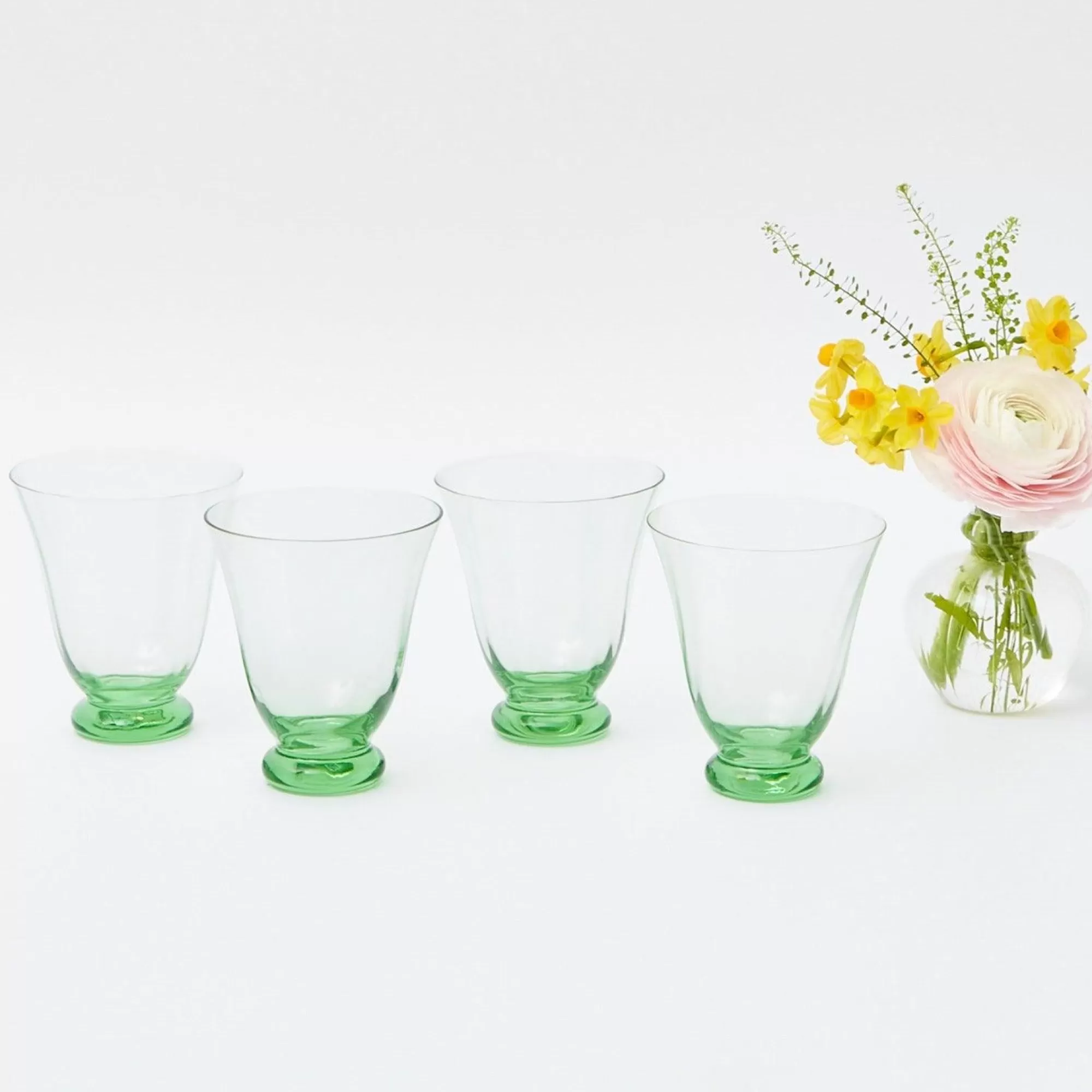 Cheap Green Tulip Water Glass (Set Of 4) Glasses