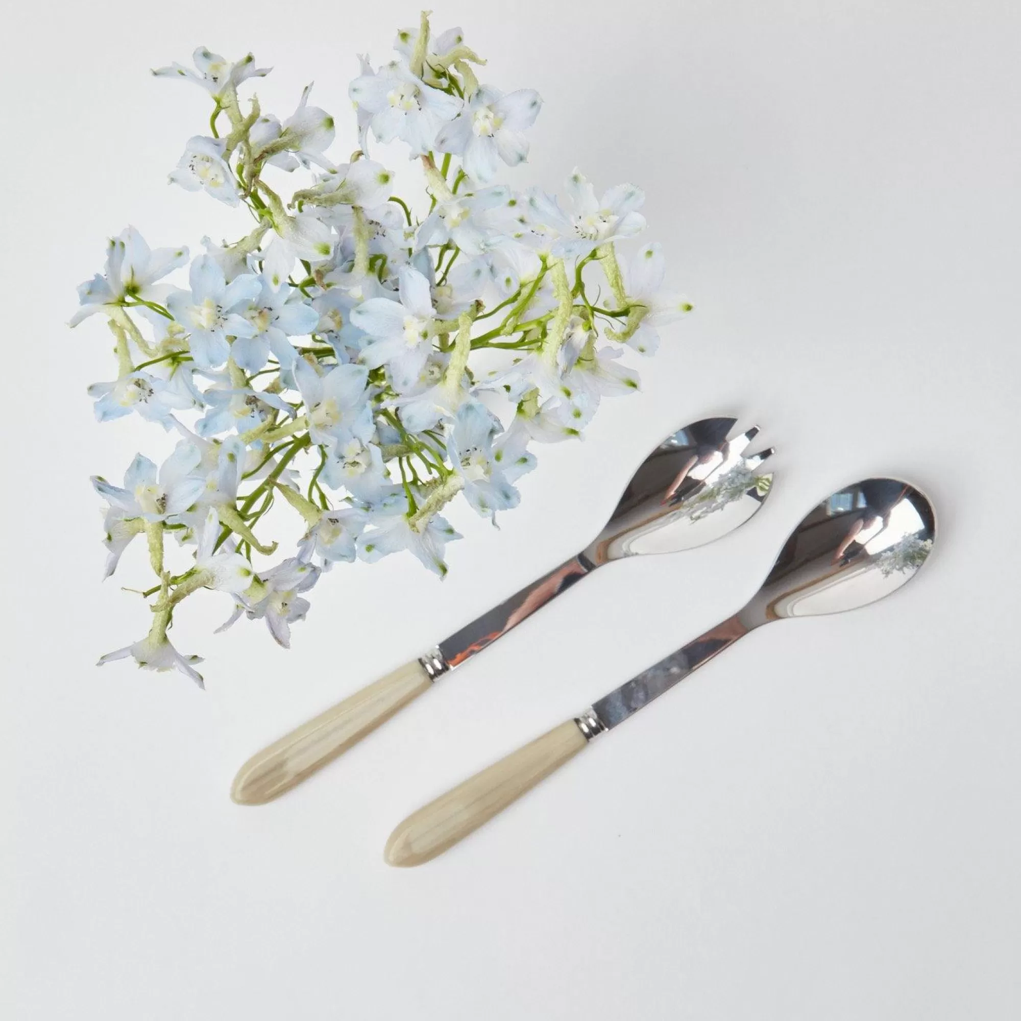 Store Grey Horn Salad Servers Cutlery Sets