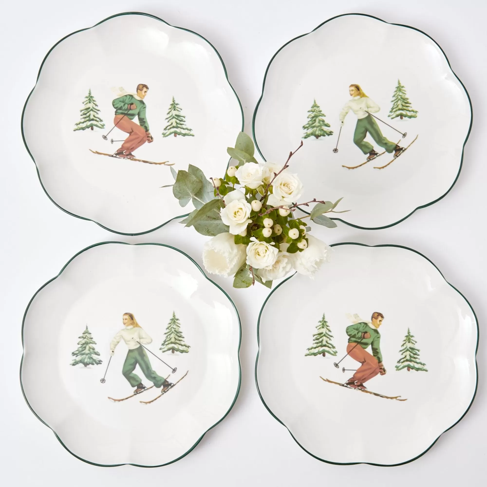 Hot Heidi & Hans Skier Dinner Plate (Set Of 4) Dinner Plates