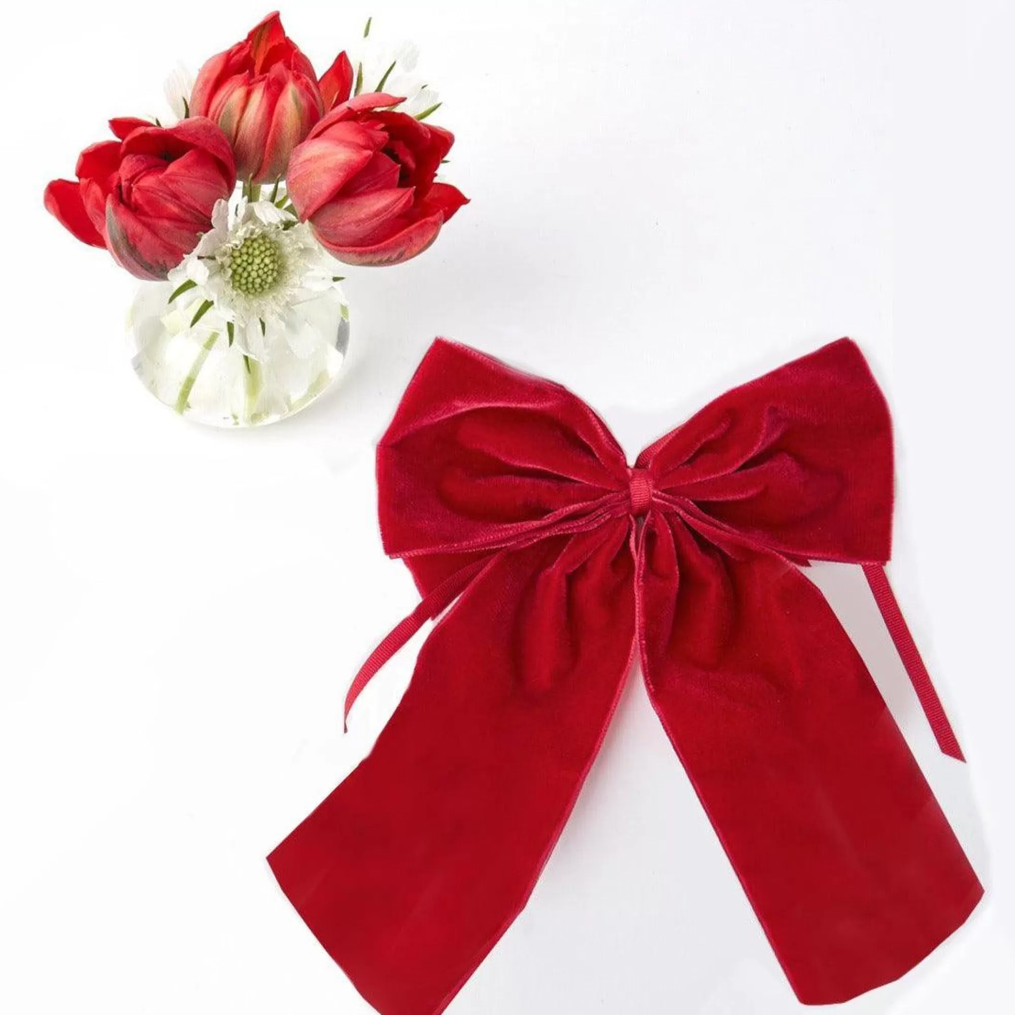 Online Large Ruby Red Velvet Bow Napkin Rings, Bows & Wreaths