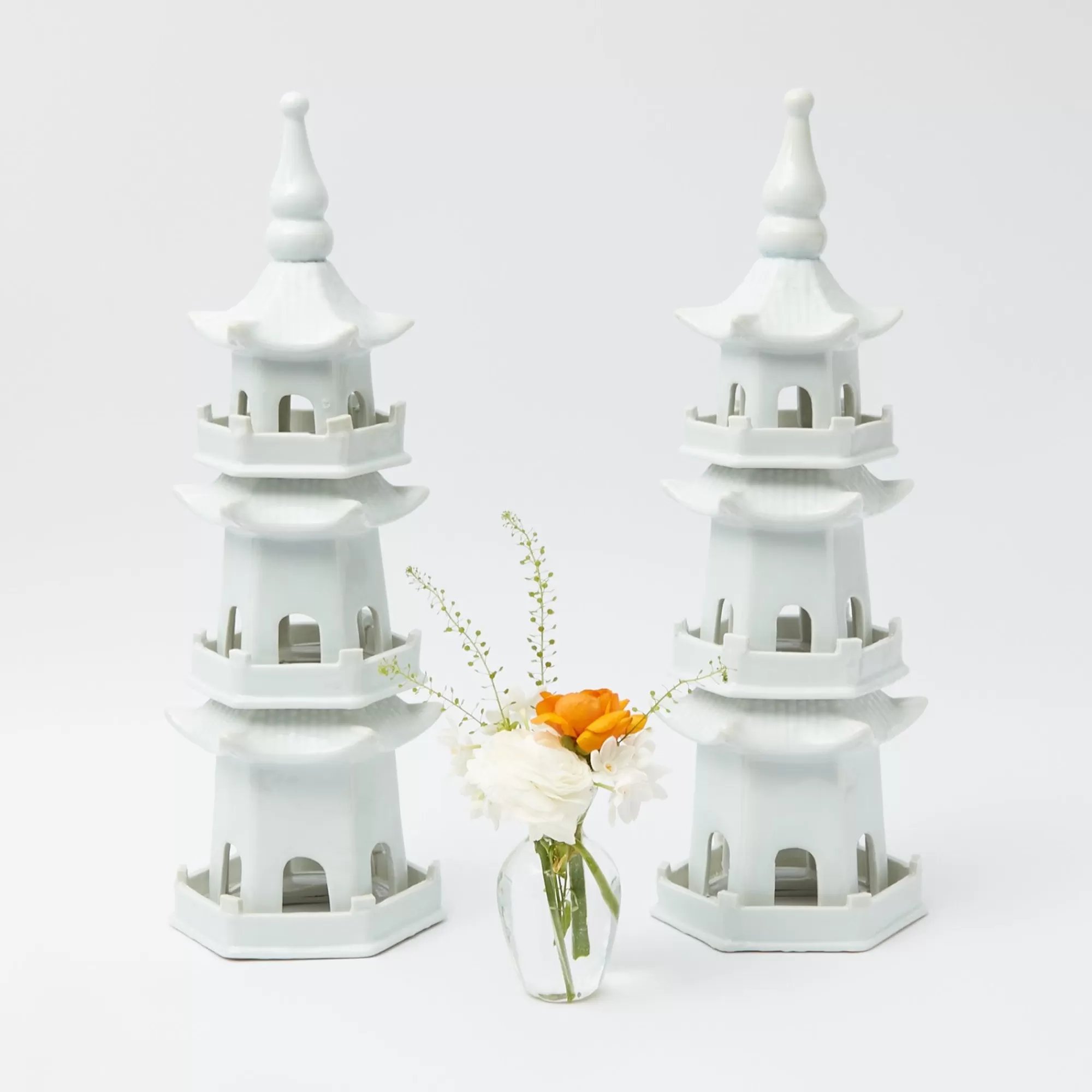 Best Sale Large White Porcelain Pagodas (Pair) Pagodas & Lanterns