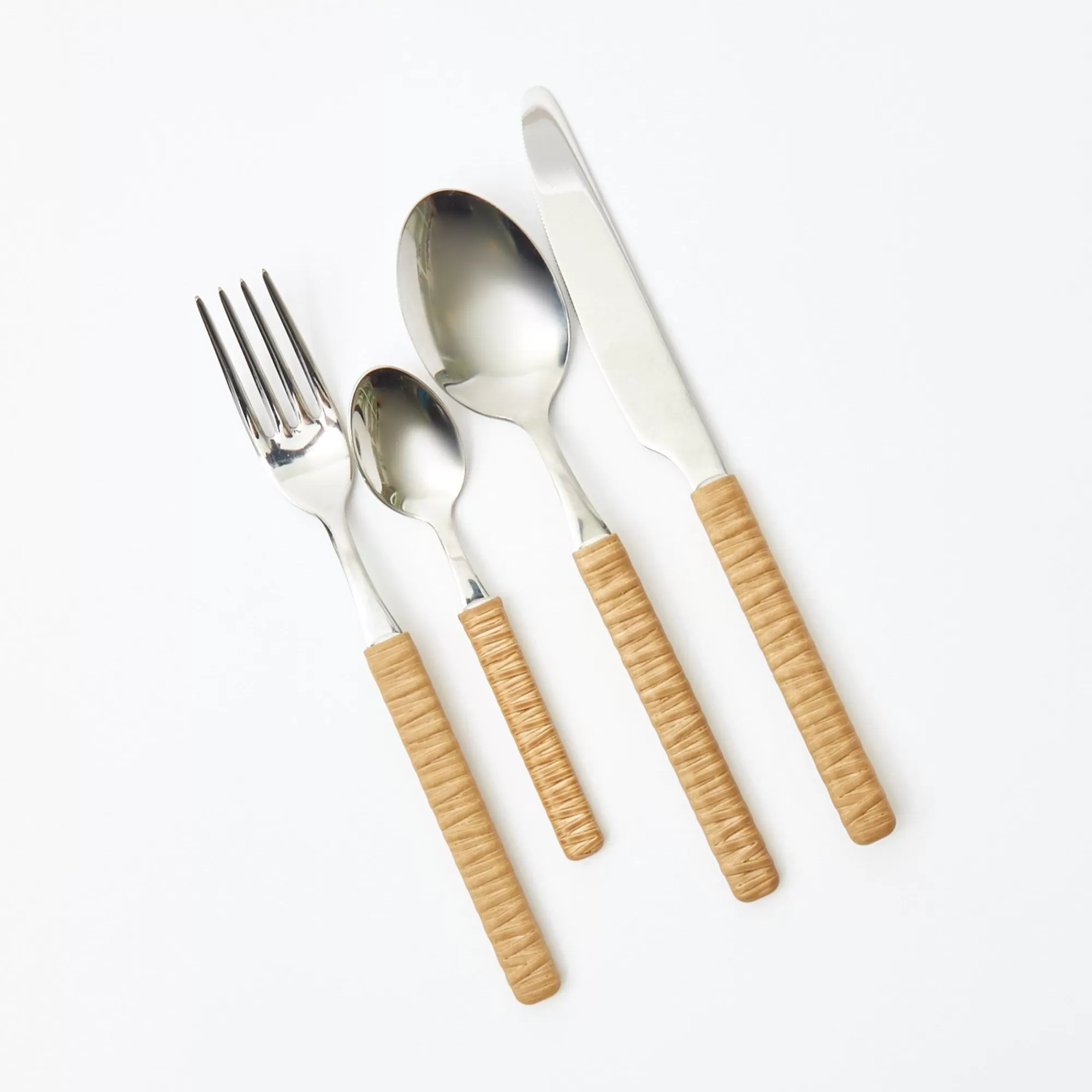 Fashion Light Brown Rattan Effect Cutlery (4Pcs) Cutlery Sets