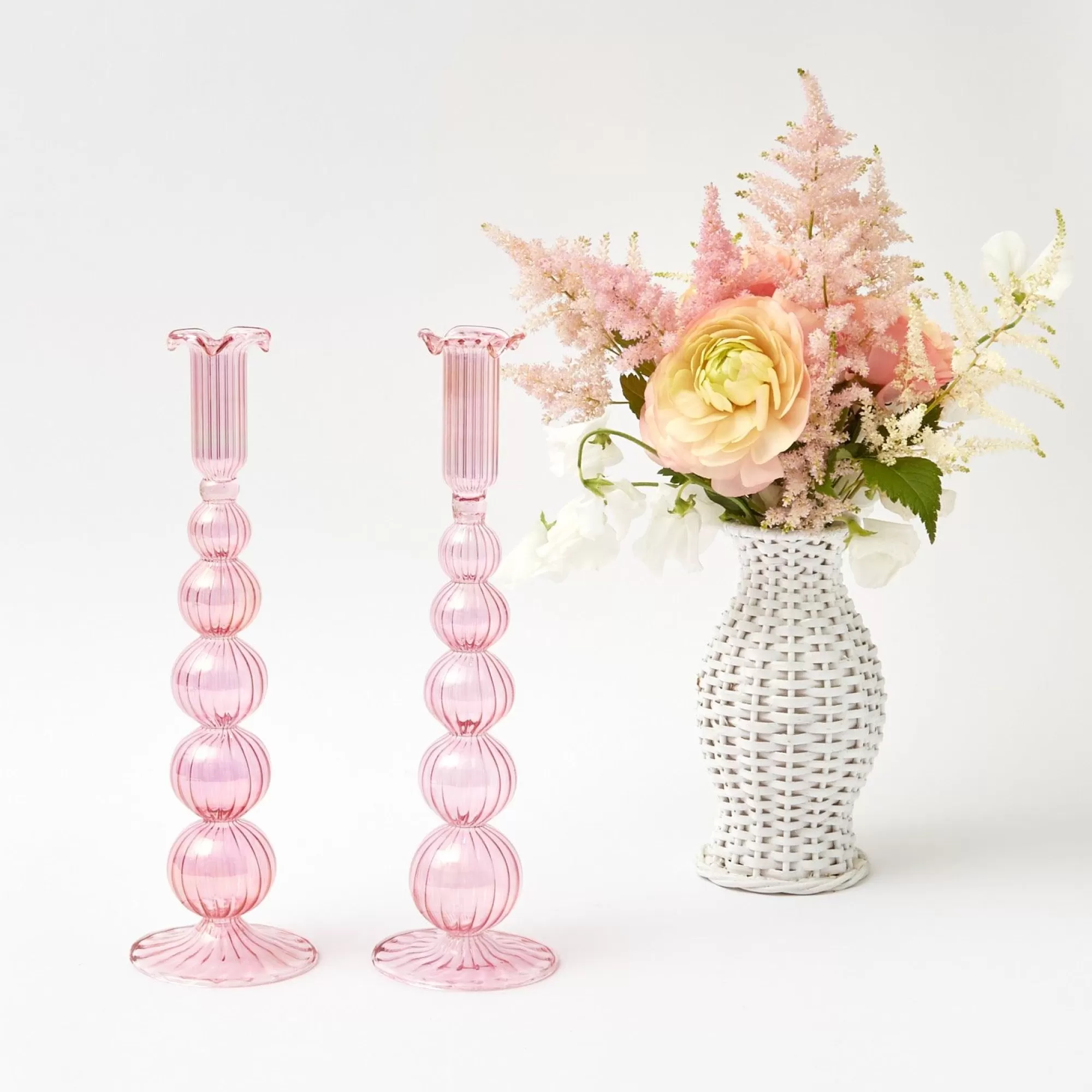 Best Sale Marguerite Pink Candle Holders (Pair) Candle Holders