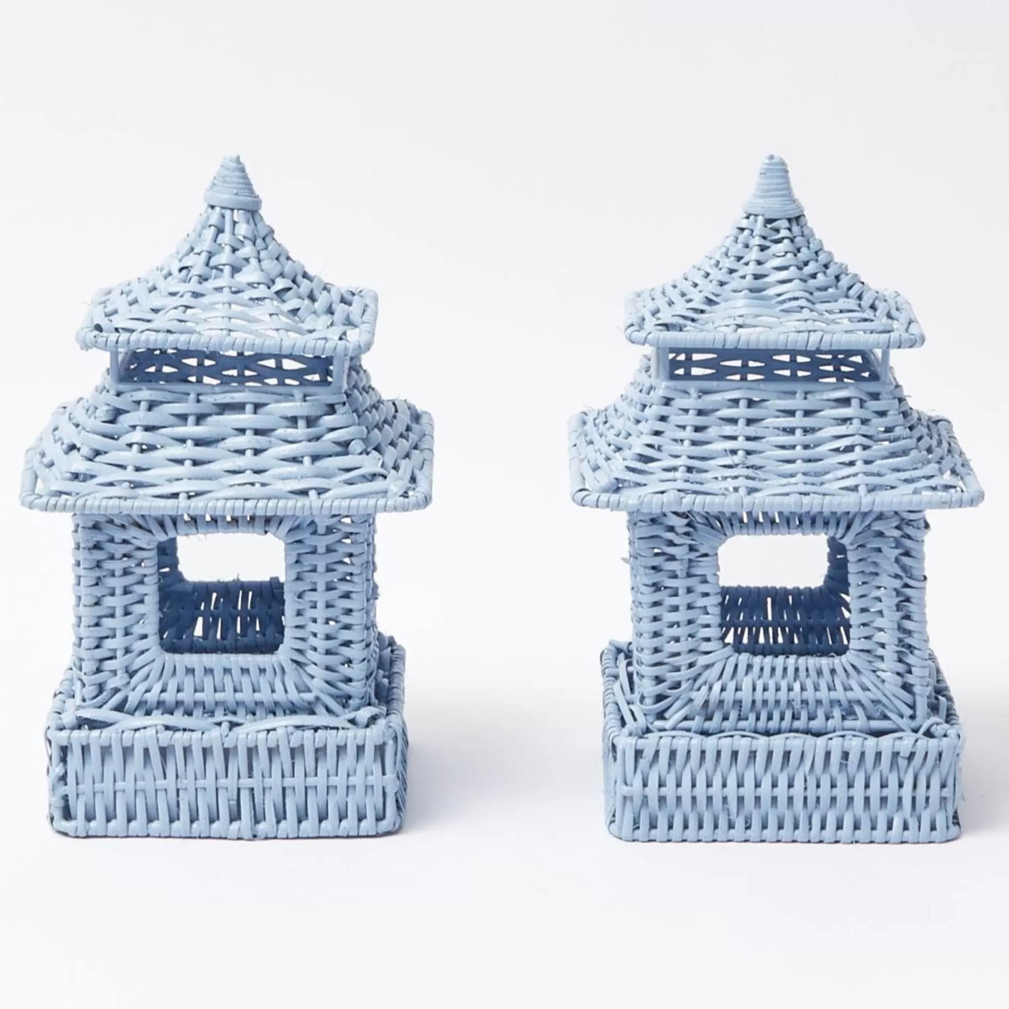 Discount Mini Blue Rattan Pagoda Lanterns (Pair) Pagodas & Lanterns