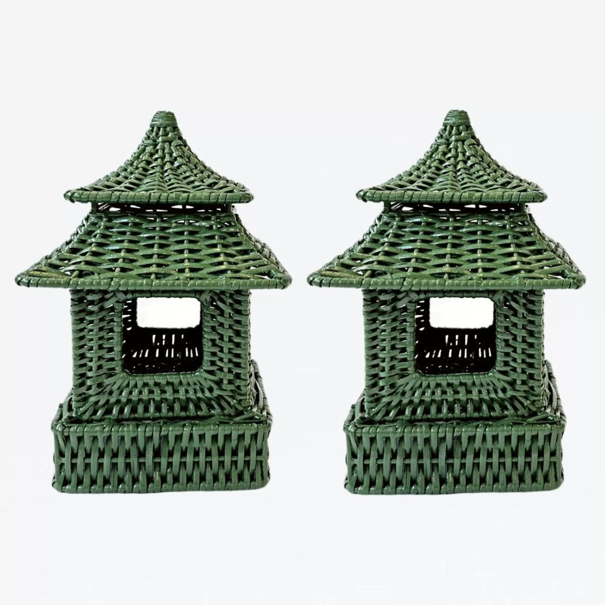 Best Sale Mini Green Rattan Pagoda Lantern (Pair) Pagodas & Lanterns